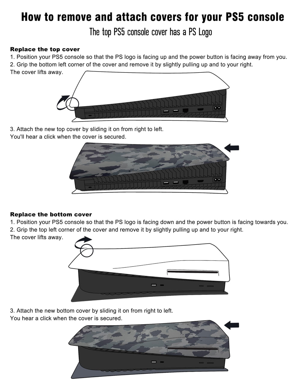 Joso Faceplate for PS5 Disc Edition, Anti-Scratch Dustproof Case Replacement, Cover Skin Compatible with PS5 Console with a Disc Drive, Plates for PS5 Accessories, Easy Installation - Black - Flex Gamingproduct_type