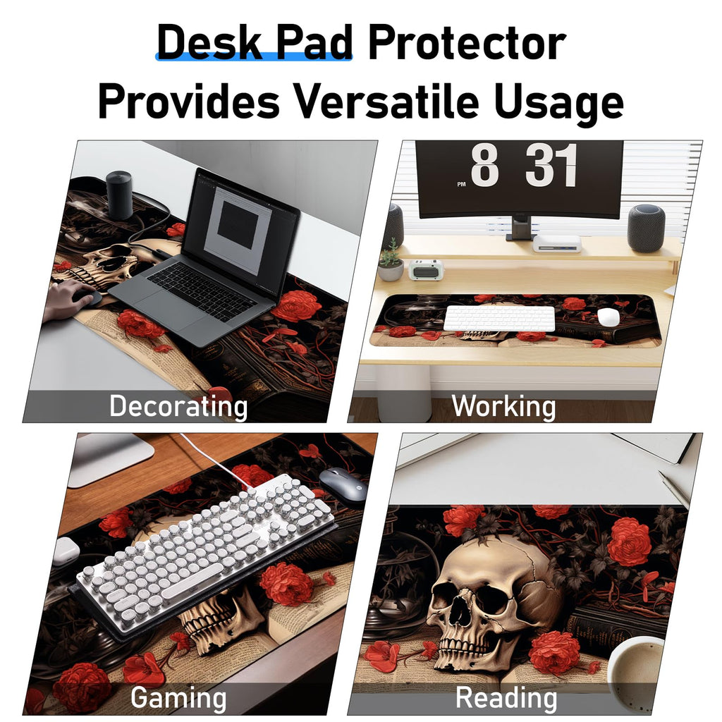 Japanese Dark Red Moon Gaming Mouse Pad, Extended Mouse Pad with Non-Slip Base, Full Keyboard Pad with Stitched Edges, Large Desk Pad for Gaming, Office, Home 31.5 x 11.8 Inch - Flex Gamingproduct_type