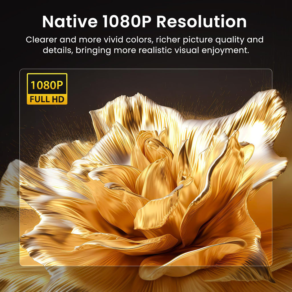 HAPPRUN Native 1080P Projector, Bluetooth Home Theater Movie Projector with Built-in Speaker, Compatible with Smartphone, HDMI, Fire Stick, PS5, Indoor & Outdoor Use - Without Google TV System - Flex Gamingproduct_type