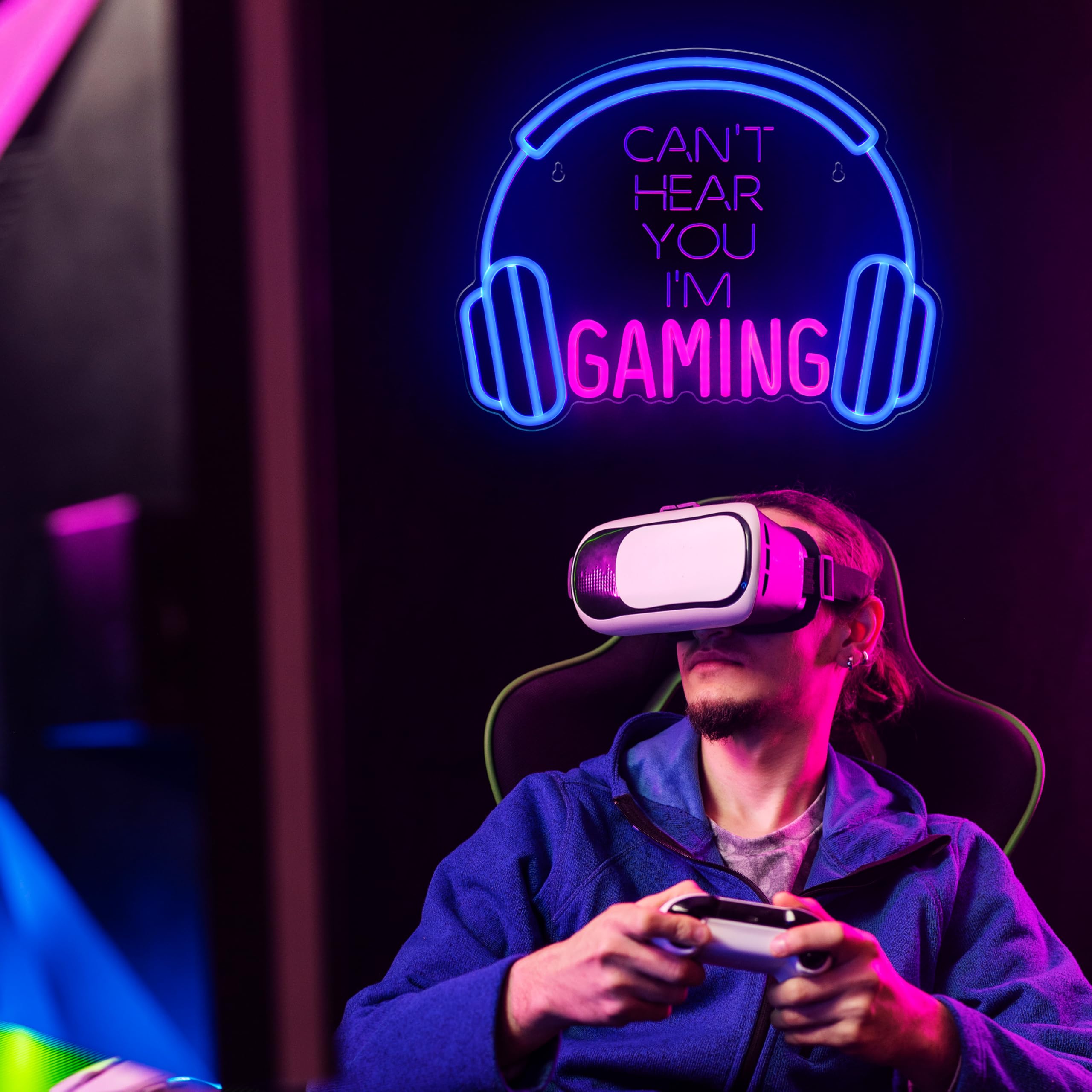 Kavaas Gamer Neon Sign, UV Printed Gaming Neon Sign for Gamer Room Decor - LED Video Game Neon Lights for Bedroom Boys, Gaming Wall decor - Best Gamer Gifts for Teenage Boys, Christmas - Flex Gamingproduct_type