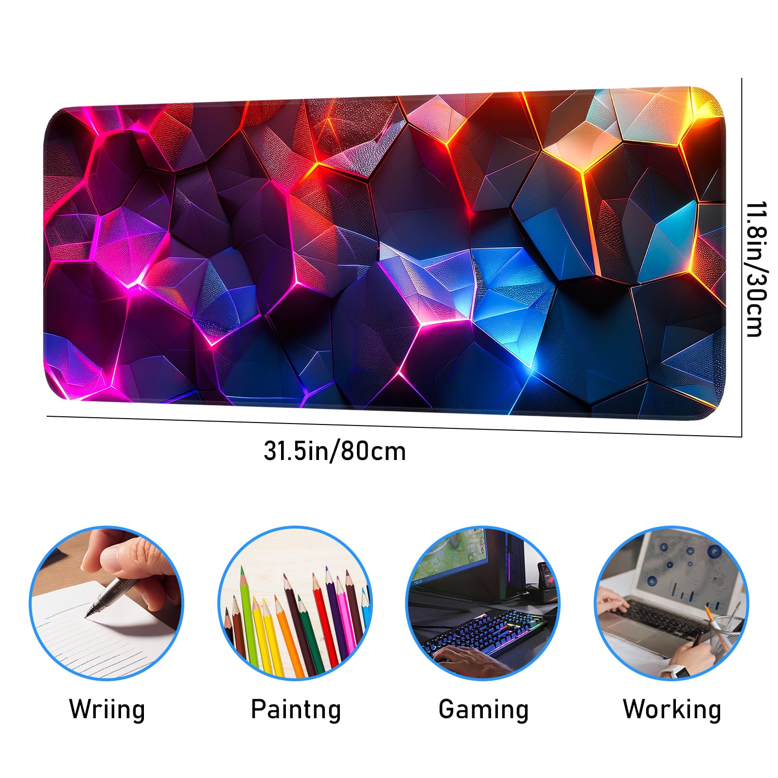 Japanese Dark Red Moon Gaming Mouse Pad, Extended Mouse Pad with Non-Slip Base, Full Keyboard Pad with Stitched Edges, Large Desk Pad for Gaming, Office, Home 31.5 x 11.8 Inch - Flex Gamingproduct_type