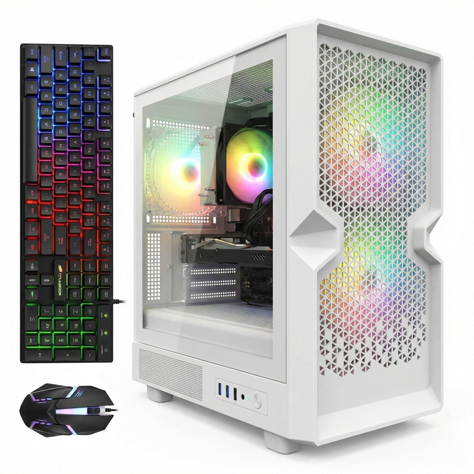 STGAubron Gaming PC Desktop Computer, Intel Core i7 up to 3.9GHz, Radeon RX 580 8G, 16G RAM, 512G SSD, WiFi 6, BT 5.0, RGB Fan x4, Windows 11 Home - Flex Gamingproduct_type