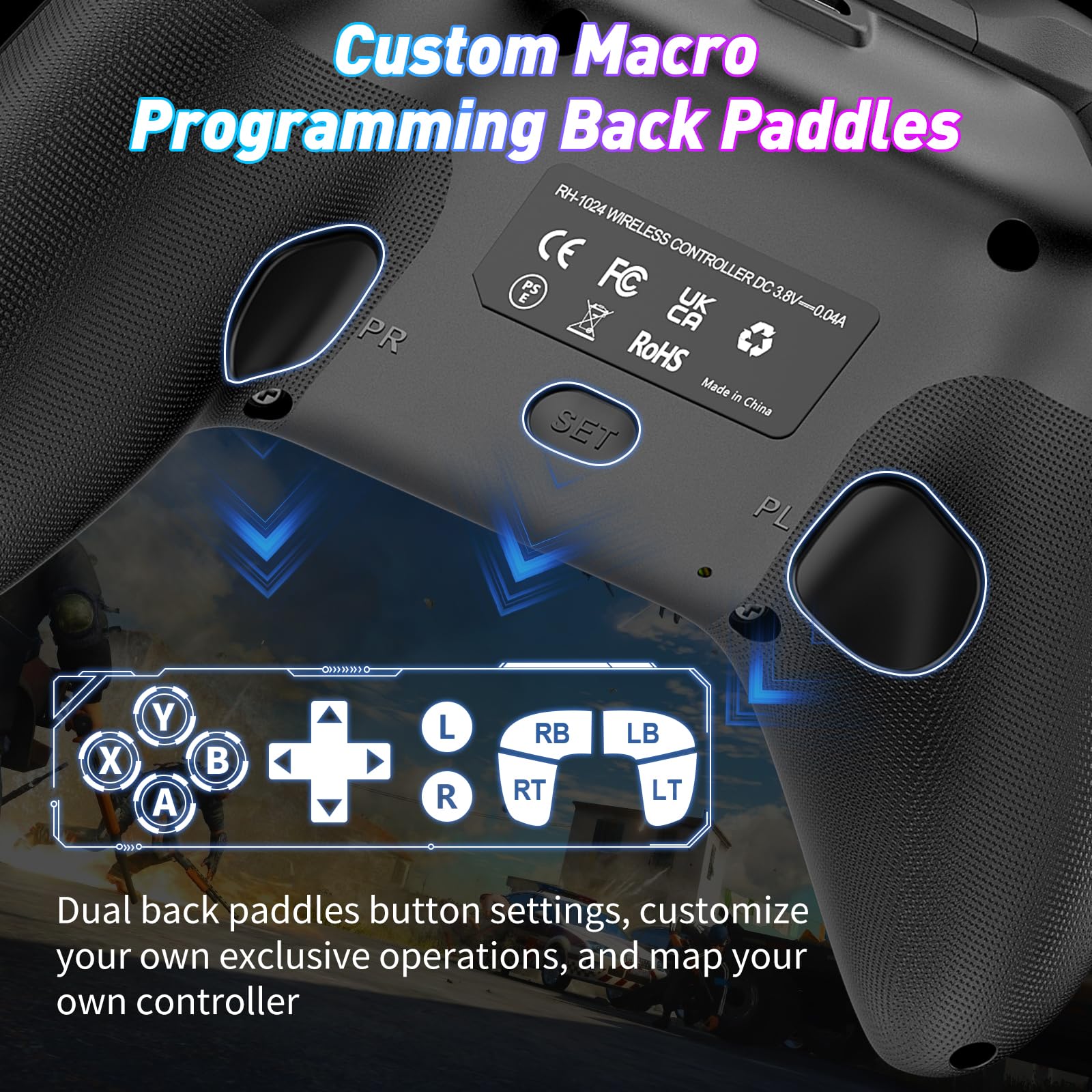 Gamrombo Wireless Gaming Controller Replacement for Xbox One, Xbox Series X|S, Xbox One S|X Controller with Hall Triggers, Hall Joysticks, Adjust RGB Light, Marco, Turbo, Audio Jack - Flex Gamingproduct_type