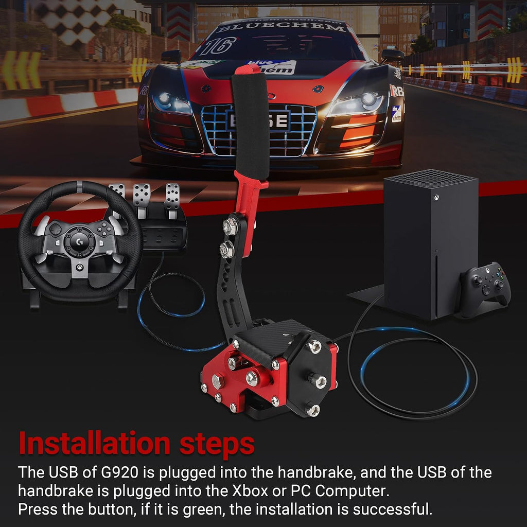 Upgrade 2-in-1 64 Bit USB Handbrake for G920 Compatible with Xbox/Xbox series S/Xbox series X + PC System for Simulated Racing Games with Non-Contact Plus Hall Sensor(Black+Red) - Flex Gamingproduct_type