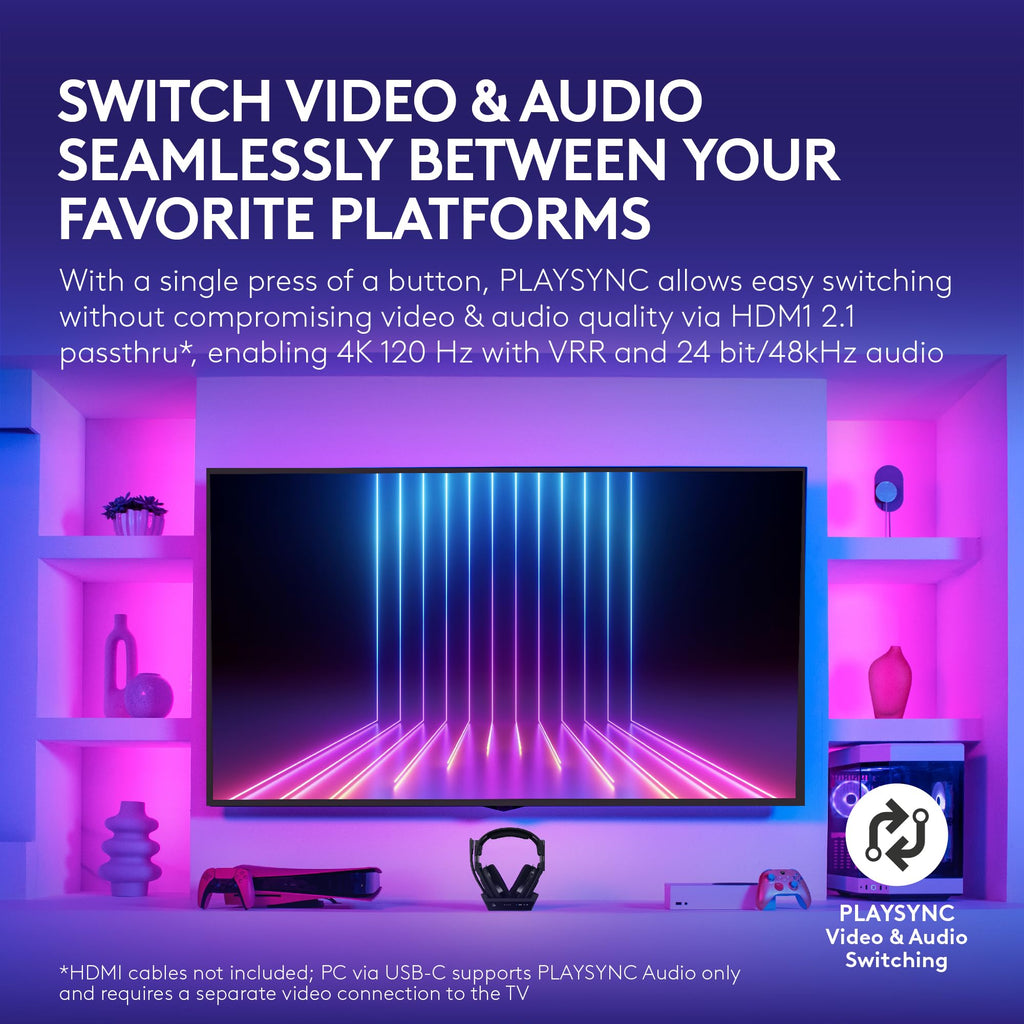 Logitech G Astro A50 X Multi-Platform Wireless Gaming Headset + Base Station for PS5/Xbox/PC: PLAYSYNC Video & Audio Switcher, HDMI 2.1 4K 120Hz VRR, <24bit/48kHz, 24hr Battery, 2.4GHz & BT - Black - Flex Gamingproduct_type