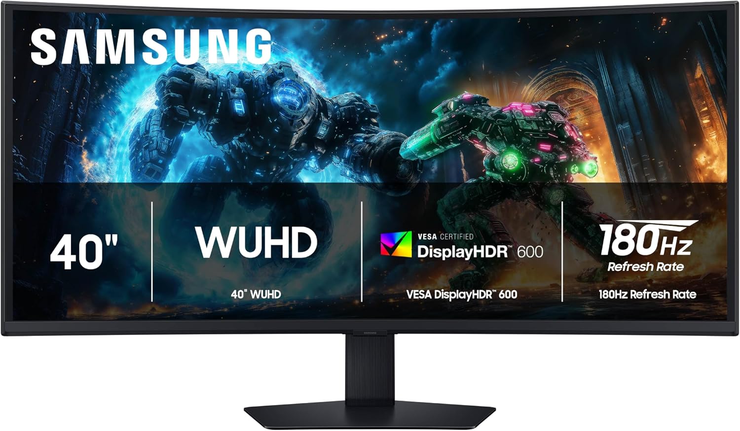 Samsung 40” Odyssey G7 (G75F) WUHD Resolution, 180Hz, Curved Gaming Monitor, 1ms Response Time (GtG), VESA DisplayHDR™ 600, AMD FreeSync™ Premium Pro, LS40FG75DENXZA, 2025 - Flex Gamingproduct_type