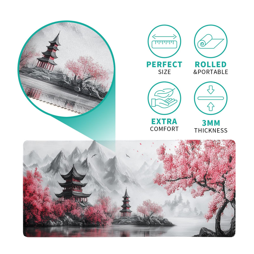 White Ukiyo-e Style Sports Car Large Gaming Mouse Pad Desktop Mat 31.5x11.8 Inch - Non-Slip Rubber Base - for Gamers - Perfect for Gamers & PC Enthusiasts - Flex Gamingproduct_type