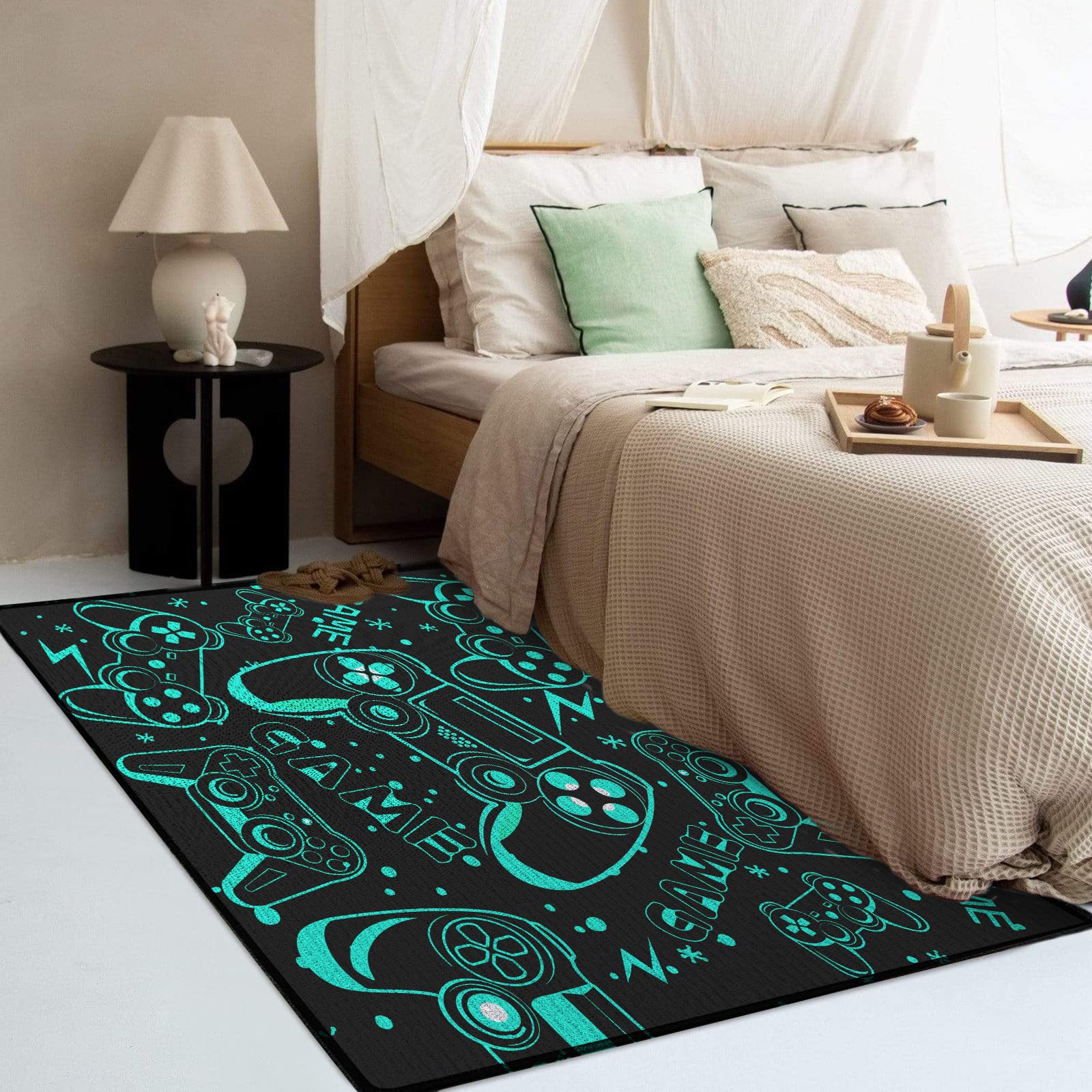 Sunnycitron Gaming Area Rugs Gamer Player Rug for Boys Room Decor Teens 3D Video Game Controller Mat for Bedroom Playroom Carpet Red (59"x39") - Flex Gamingproduct_type