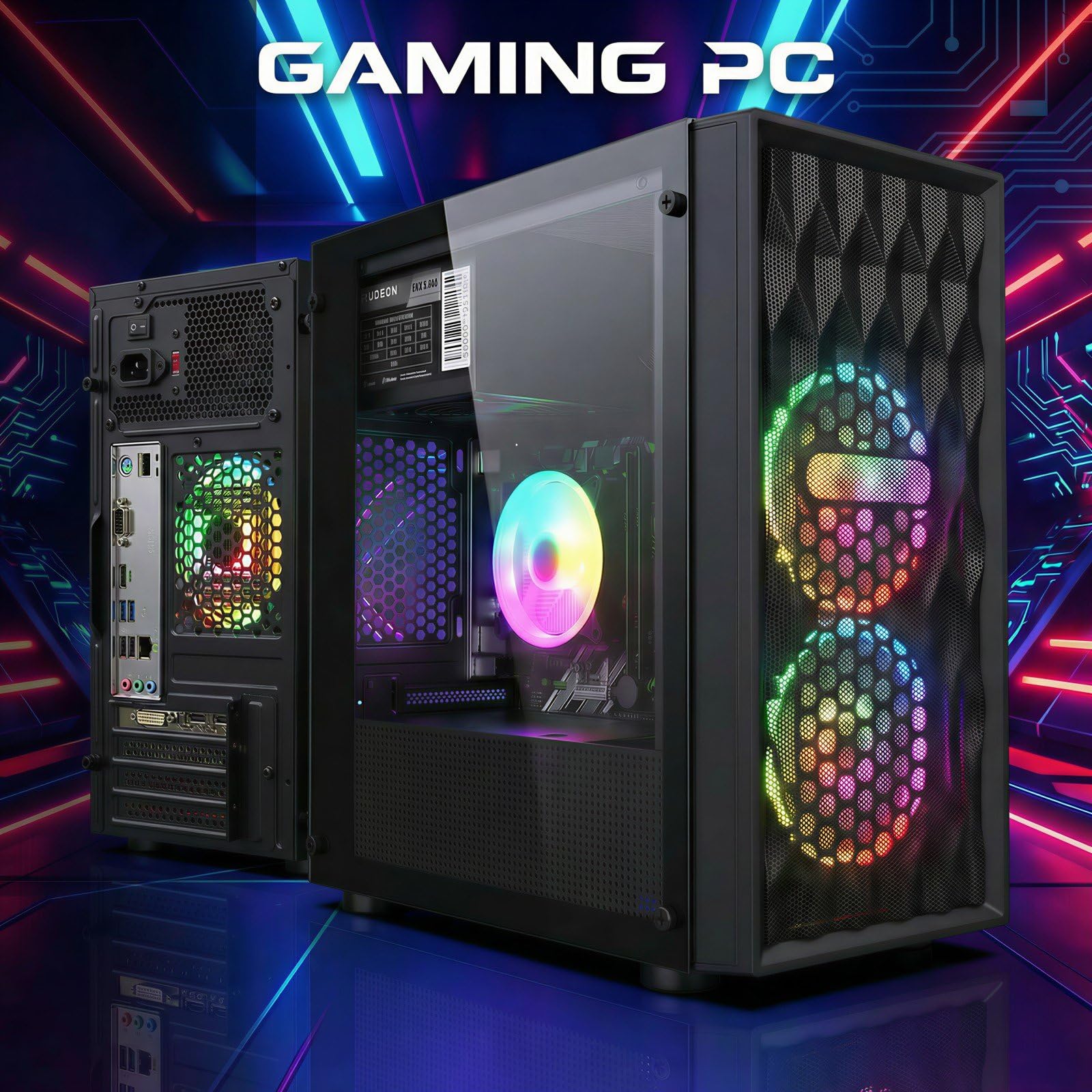 STGAubron Gaming PC Desktop Computer, Intel Core i7 up to 3.9GHz, Radeon RX 580 8G, 16G RAM, 512G SSD, WiFi 6, BT 5.0, RGB Fan x4, Windows 11 Home - Flex Gamingproduct_type