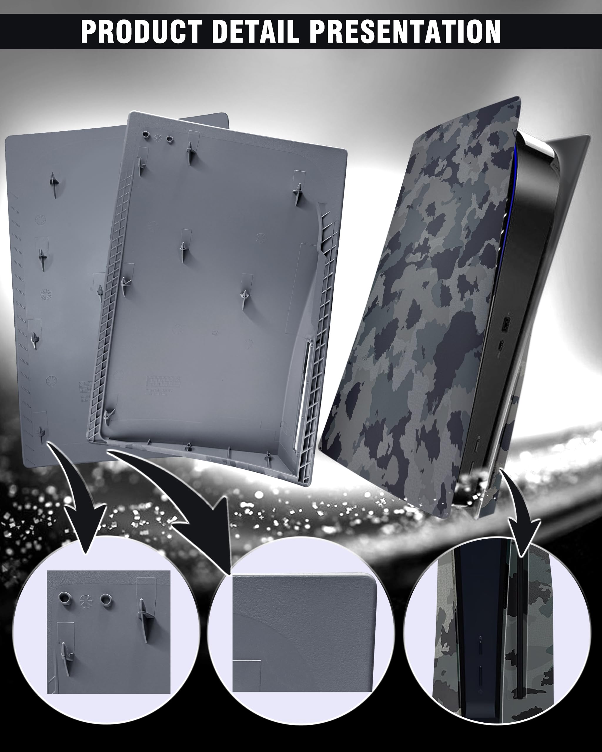 Joso Faceplate for PS5 Disc Edition, Anti-Scratch Dustproof Case Replacement, Cover Skin Compatible with PS5 Console with a Disc Drive, Plates for PS5 Accessories, Easy Installation - Black - Flex Gamingproduct_type