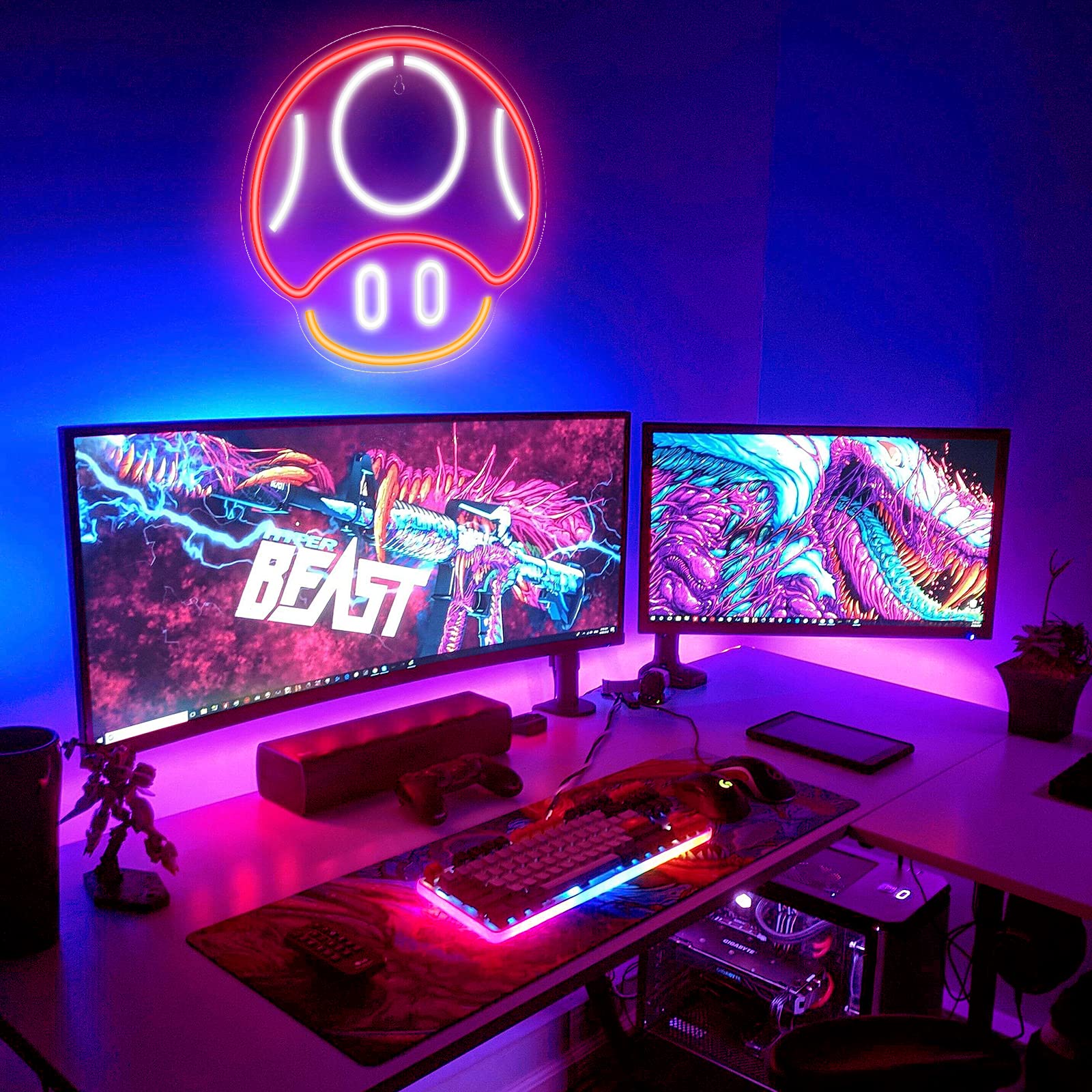 Kavaas Gamer Neon Sign, UV Printed Gaming Neon Sign for Gamer Room Decor - LED Video Game Neon Lights for Bedroom Boys, Gaming Wall decor - Best Gamer Gifts for Teenage Boys, Christmas - Flex Gamingproduct_type