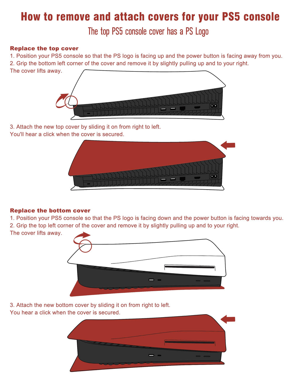 Joso Faceplate for PS5 Disc Edition, Anti-Scratch Dustproof Case Replacement, Cover Skin Compatible with PS5 Console with a Disc Drive, Plates for PS5 Accessories, Easy Installation - Black - Flex Gamingproduct_type