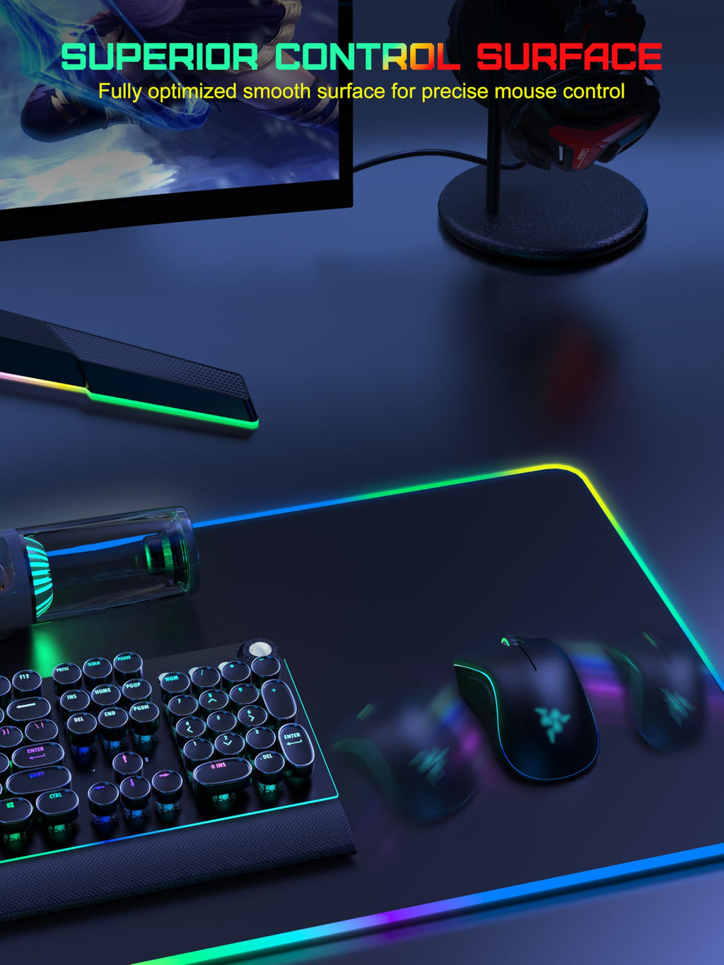 TopMade Wireless Charging RGB Mouse Pad, Waterproof Gaming Desk Mat with 4 Light Modes & 11 RGB Colors, 31.5"x15.75" XXL Large Desk Pad(Includes 20W PD Power Adapter & 6.56ft Woven Cable) - Flex Gamingproduct_type