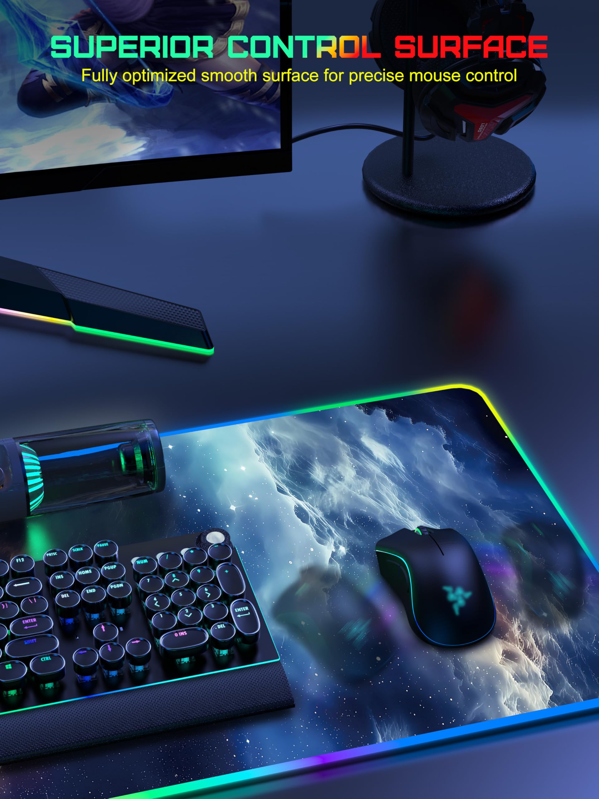 TopMade Wireless Charging RGB Mouse Pad, Waterproof Gaming Desk Mat with 4 Light Modes & 11 RGB Colors, 31.5"x15.75" XXL Large Desk Pad(Includes 20W PD Power Adapter & 6.56ft Woven Cable) - Flex Gamingproduct_type