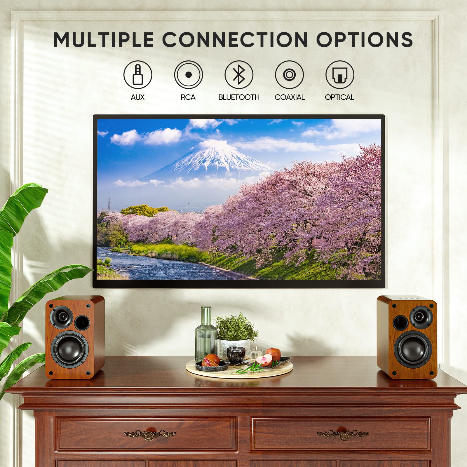 Saiyin Powered Bluetooth Bookshelf Speakers | 30W*2, 3.75 Inches Woofer, Bluetooth/Optical/Auxiliary/RCA Inputs, TV/Turntable/Record Player/Computer/PC - Flex Gamingproduct_type