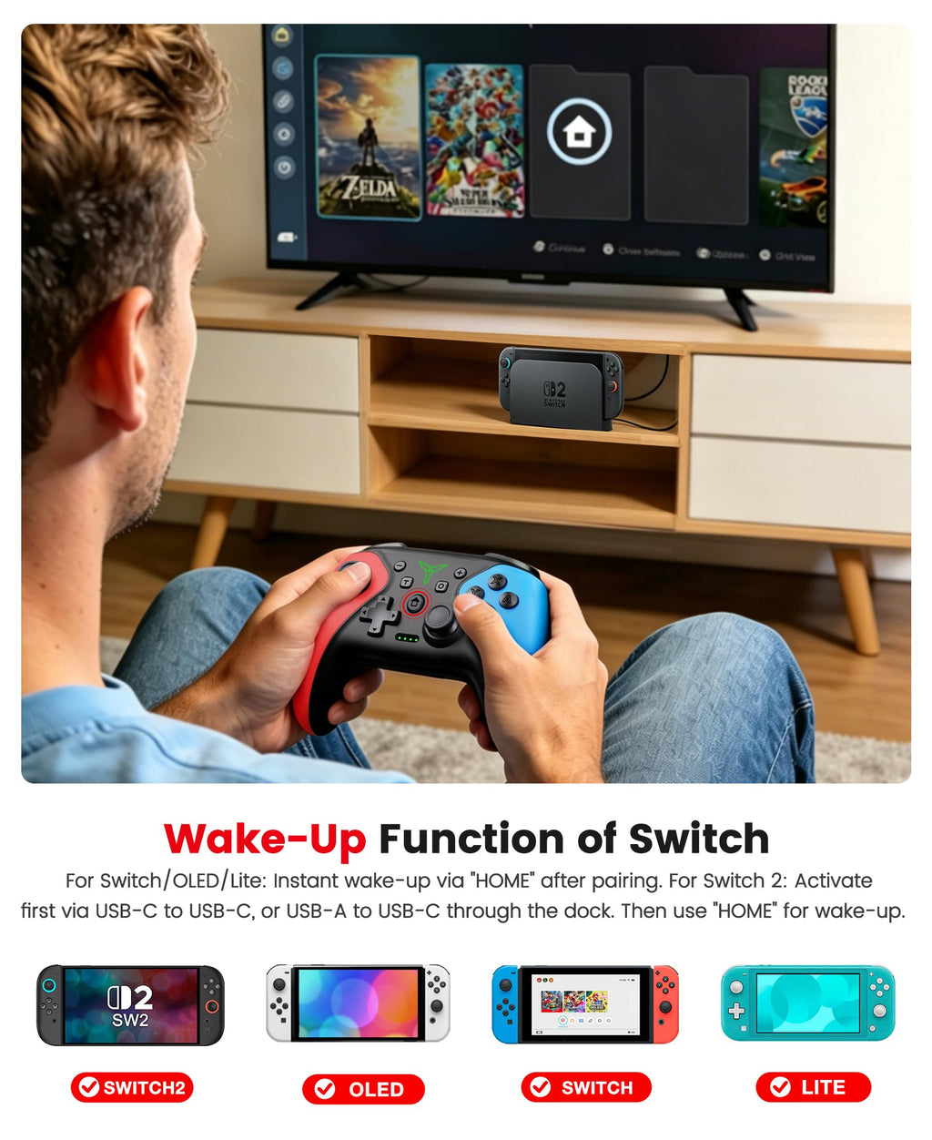 Switch Controller 2-Pack, Wireless Pro Controller for Switch2/Switch/Lite/OLED, Bluetooth Gamepad with Programmable Back Buttons, Turbo, Vibration, Gyro, Compatible with iOS/Android/PC, Includes 2 Stands - Flex Gamingproduct_type