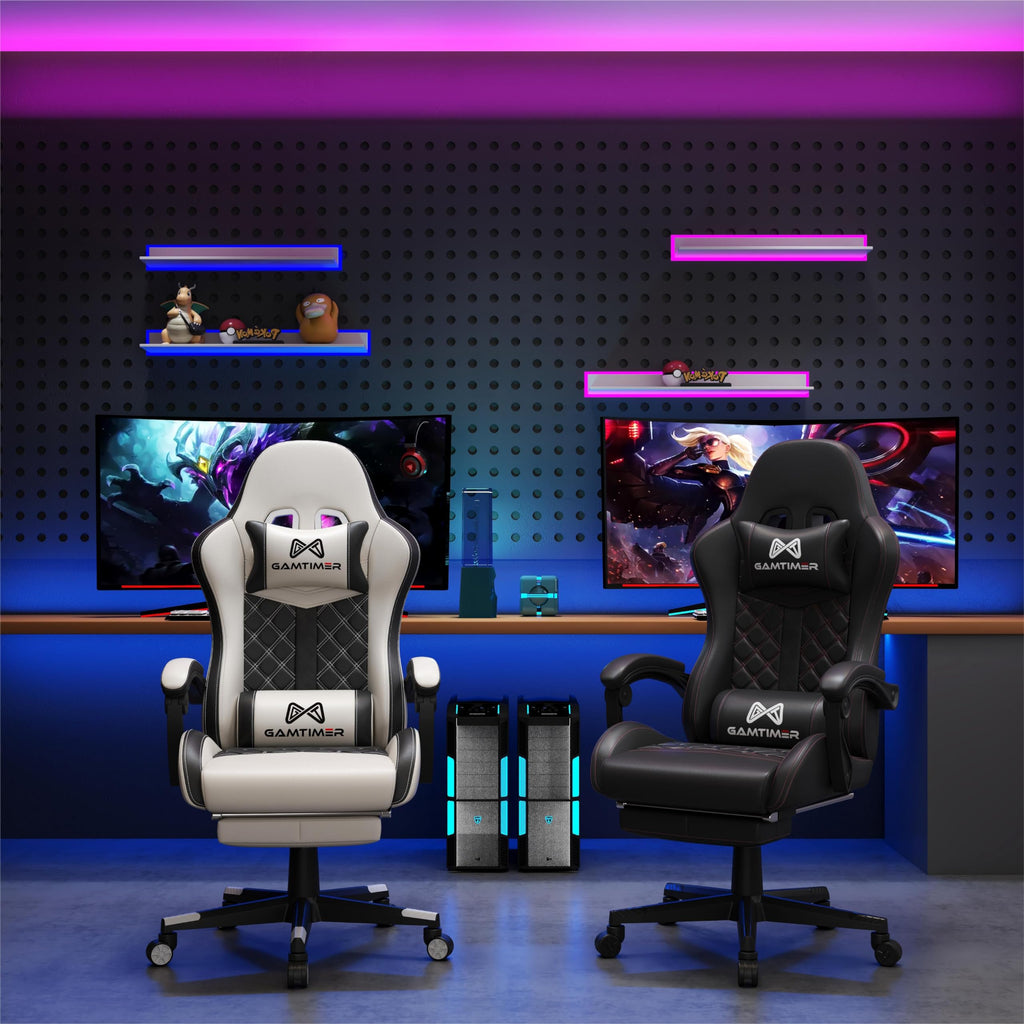 Gamtimer Gaming Chair, 400 LB Weight Capacity,with Pocket Spring Cushion | Ergonomic Backrest Office Chair,Leather, with Headrest and Lumbar Support, Footrest, Suitable for Adults(Blue) - Flex Gamingproduct_type