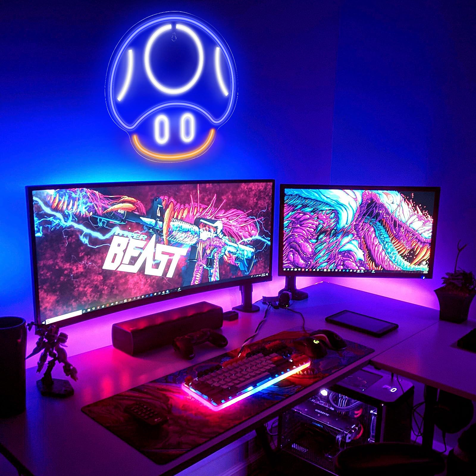 Kavaas Gamer Neon Sign, UV Printed Gaming Neon Sign for Gamer Room Decor - LED Video Game Neon Lights for Bedroom Boys, Gaming Wall decor - Best Gamer Gifts for Teenage Boys, Christmas - Flex Gamingproduct_type