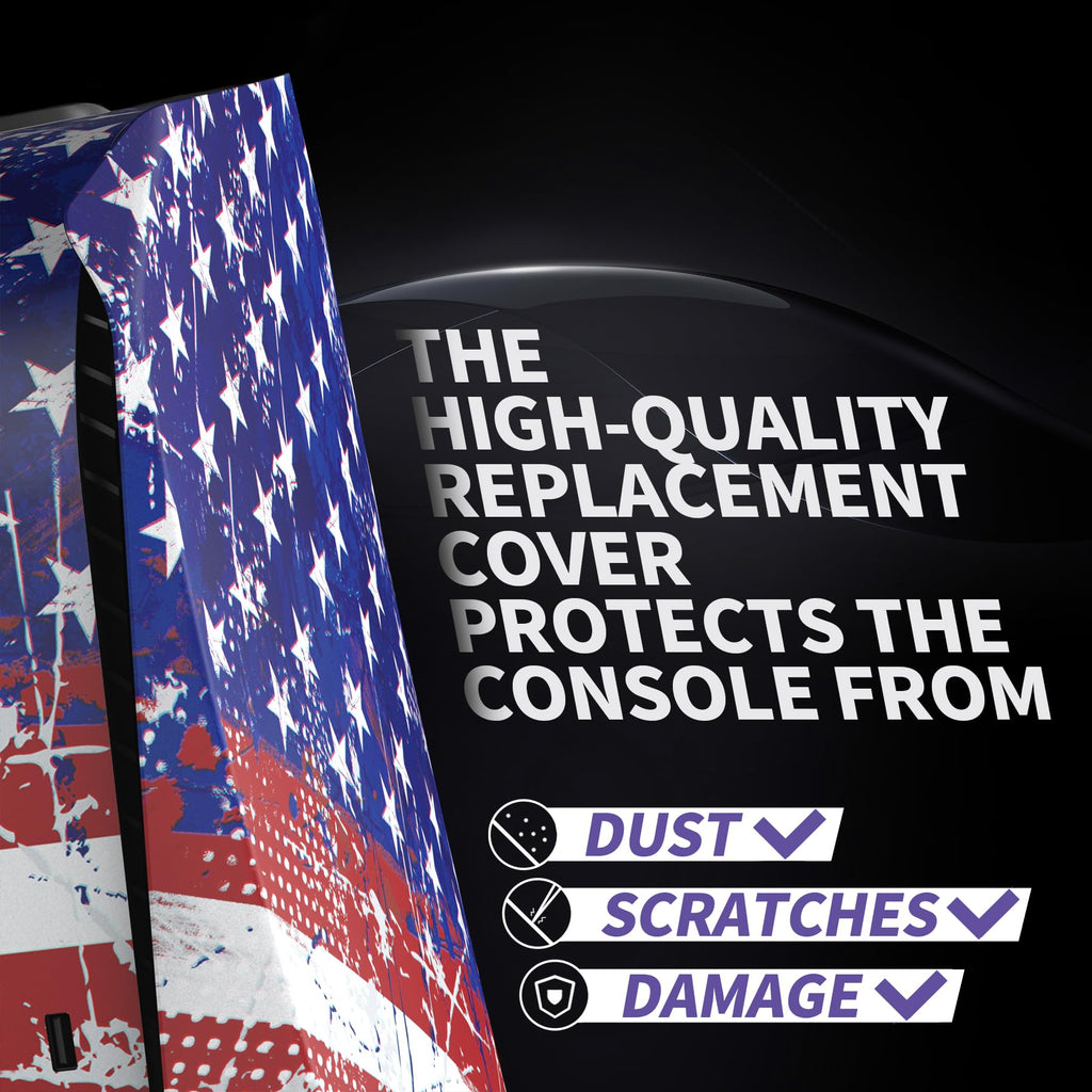 eXtremeRate eXcover The Great Wave Top Bottom Cover Compatible with ps5 Console Disc Edition, Replacement Faceplate Backplate Shell Skin Compatible with ps5 Disc Version Console - Flex Gamingproduct_type