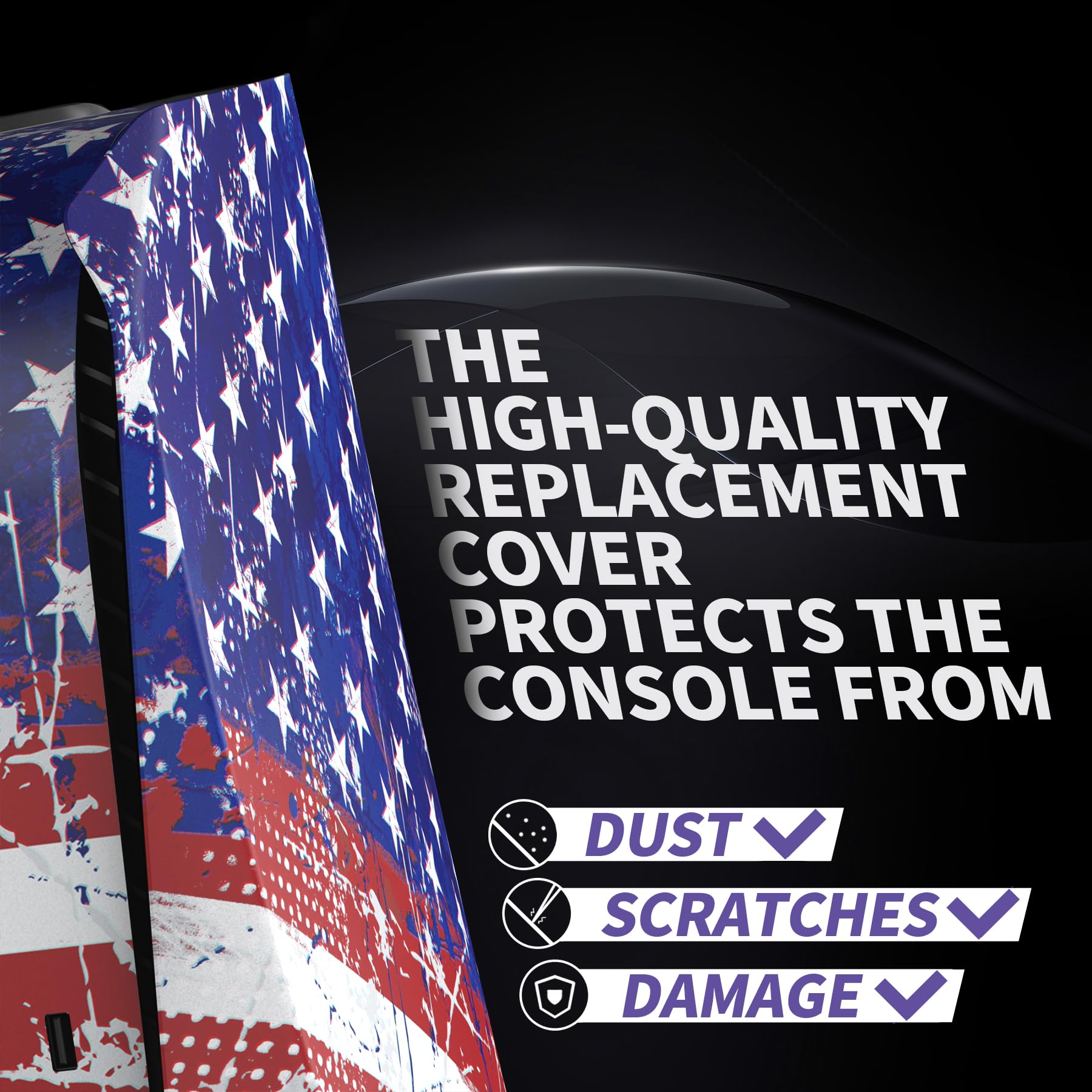 eXtremeRate eXcover The Great Wave Top Bottom Cover Compatible with ps5 Console Disc Edition, Replacement Faceplate Backplate Shell Skin Compatible with ps5 Disc Version Console - Flex Gamingproduct_type