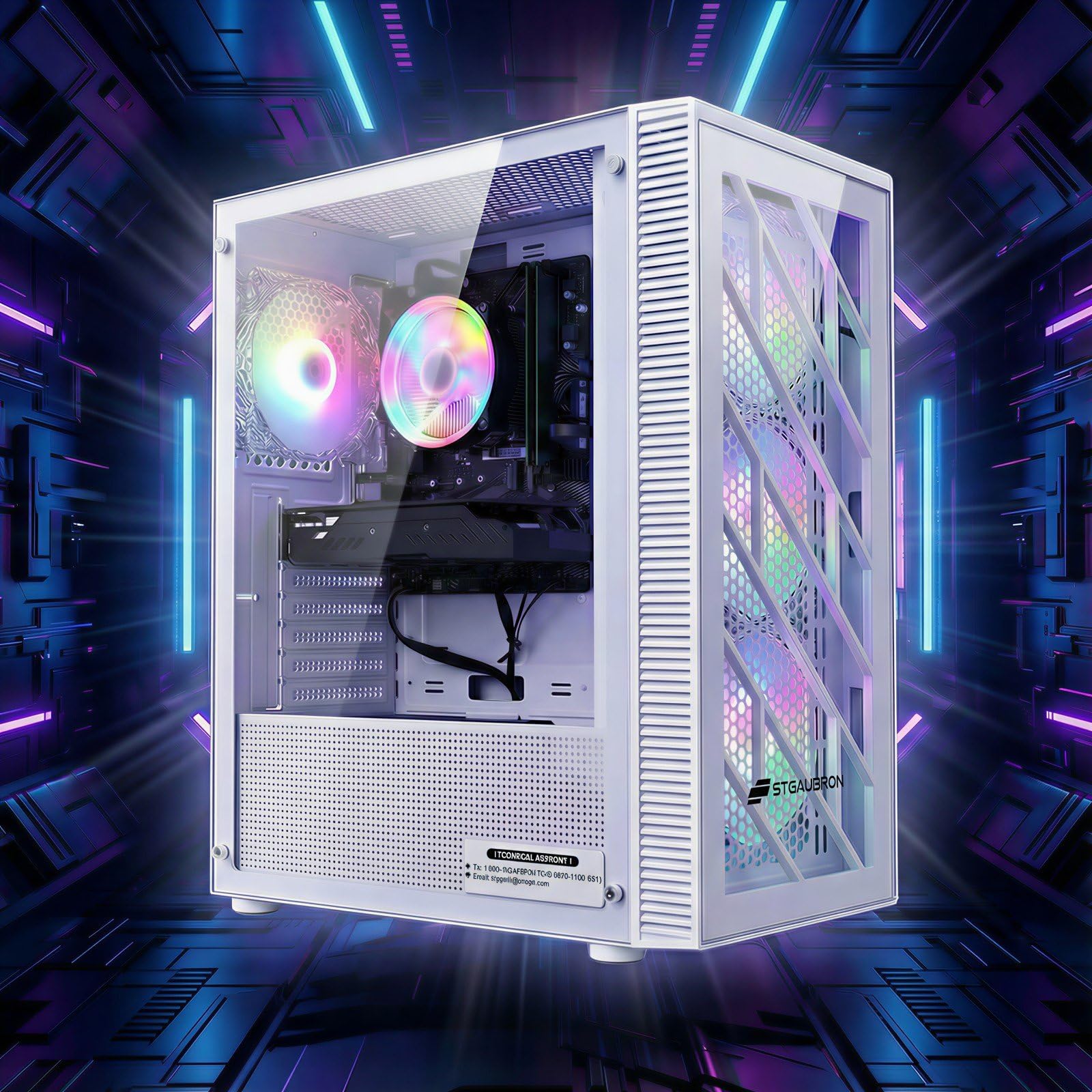 STGAubron Prebuilt Gaming PC Desktop, Radeon RX 560 4G, Intel Core i5 up to 3.6GHz, 16G RAM, 512G SSD, WiFi 6, BT 5.0, RGB Fan x2, Windows 11 Home - Flex Gamingproduct_type
