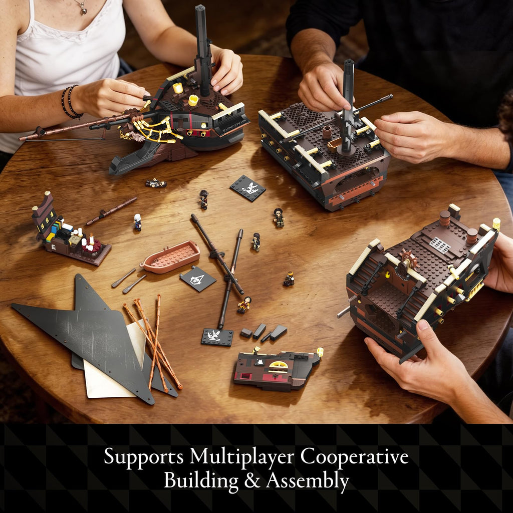 Wise Block Assassin's Creed Black Flag Jackdaw (Epic Warship Edition) Building Set - Collectible Pirate Ship Model Kit with 8 Minifigures & Display Base, Building Block Gift for Adults 18+, HA395107 - Flex Gamingproduct_type