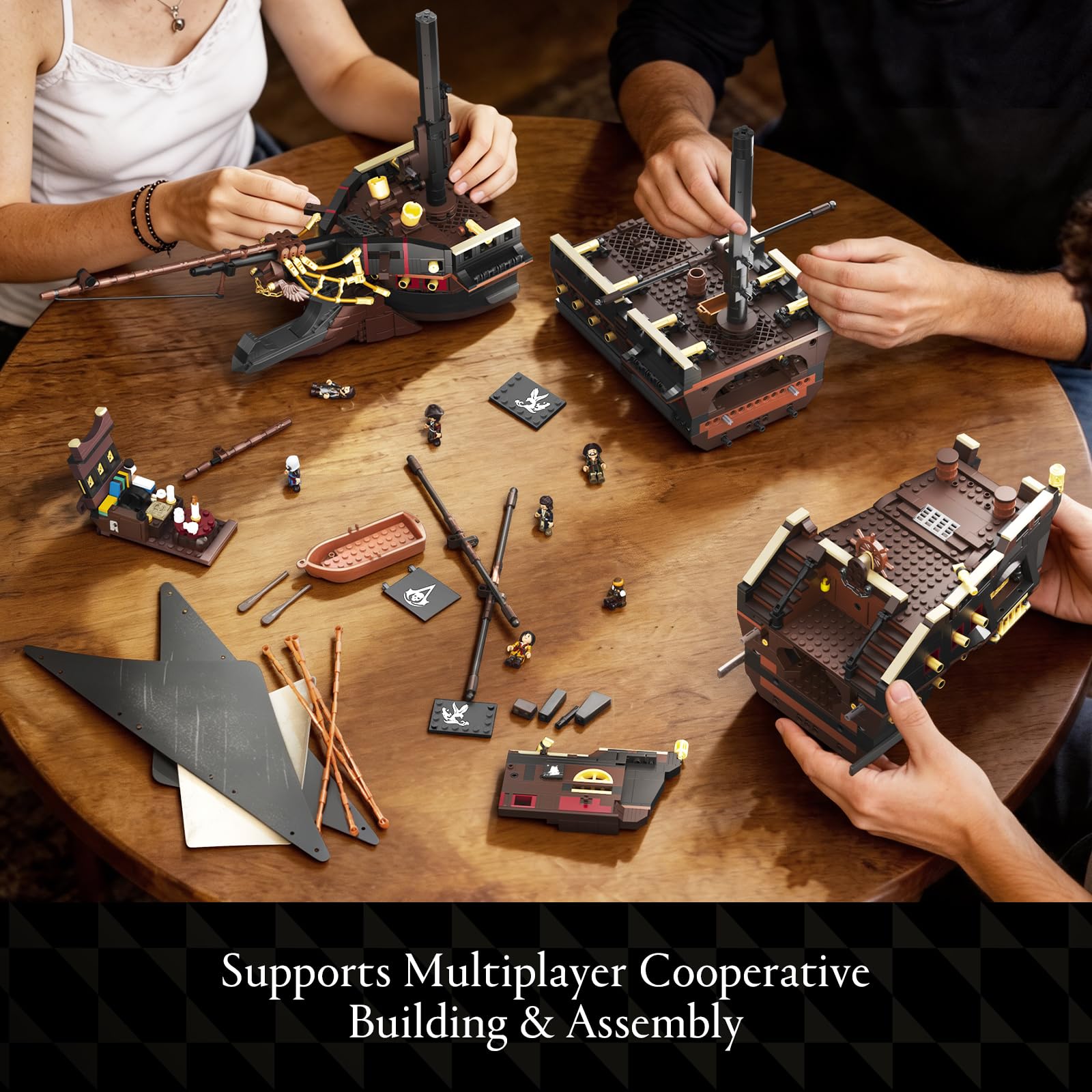 Wise Block Assassin's Creed Black Flag Jackdaw (Epic Warship Edition) Building Set - Collectible Pirate Ship Model Kit with 8 Minifigures & Display Base, Building Block Gift for Adults 18+, HA395107 - Flex Gamingproduct_type