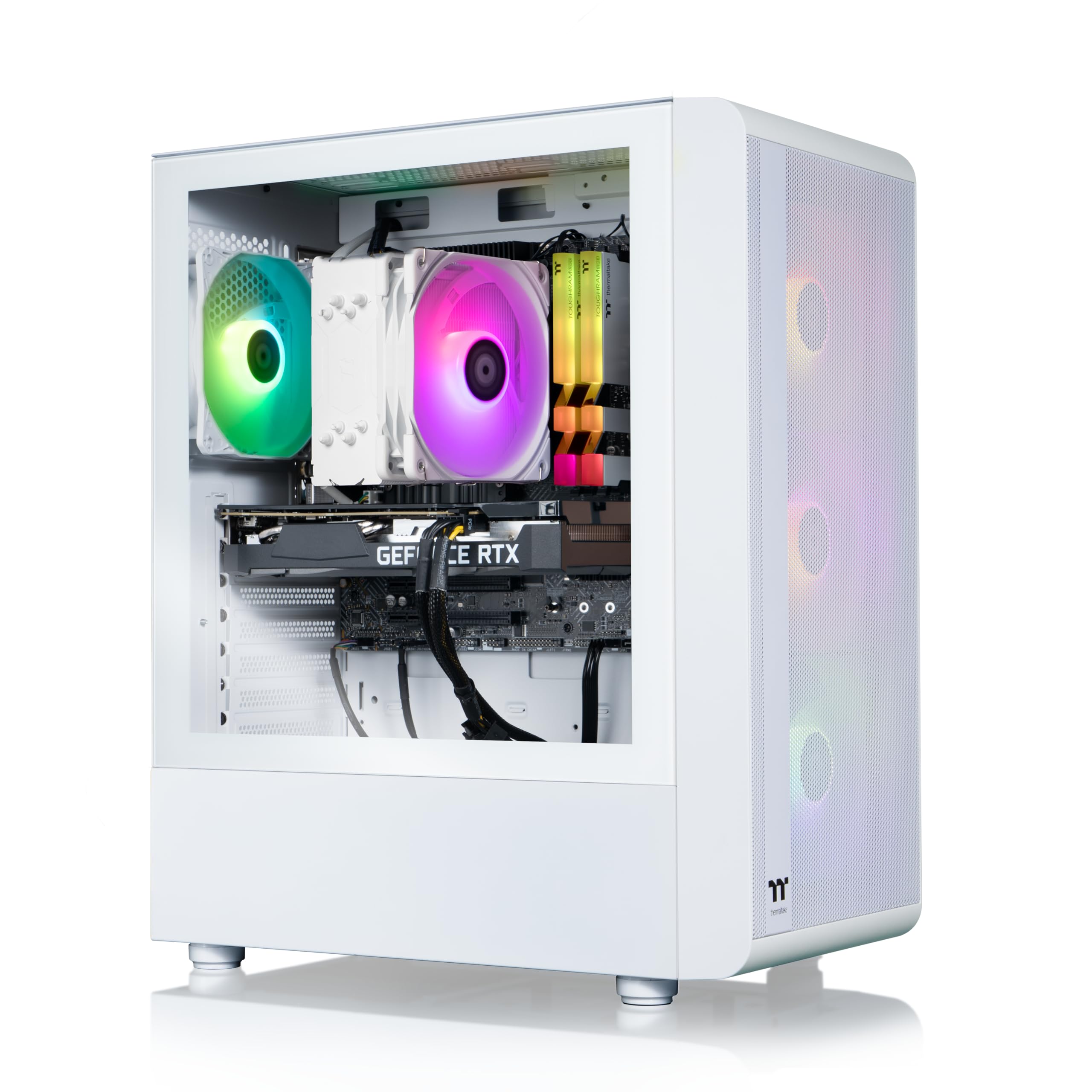 Thermaltake LCGS Quartz i1460 Gaming Desktop (Intel Core™ i5-14400F, ToughRam DDR4 3600Mhz 16GB RGB Memory, NVIDIA GeForce® RTX 5060, 1TB NVMe M.2, WiFi, Windows 11) S2QT-B760-560-LCS - Flex Gamingproduct_type