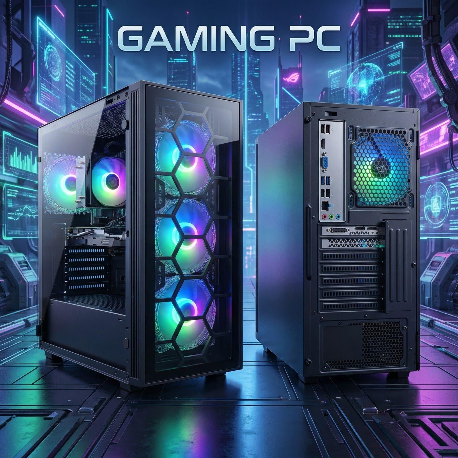 STGAubron Gaming PC Desktop Computer, Intel Core i7 up to 3.9GHz, Radeon RX 580 8G, 16G RAM, 512G SSD, WiFi 6, BT 5.0, RGB Fan x4, Windows 11 Home - Flex Gamingproduct_type
