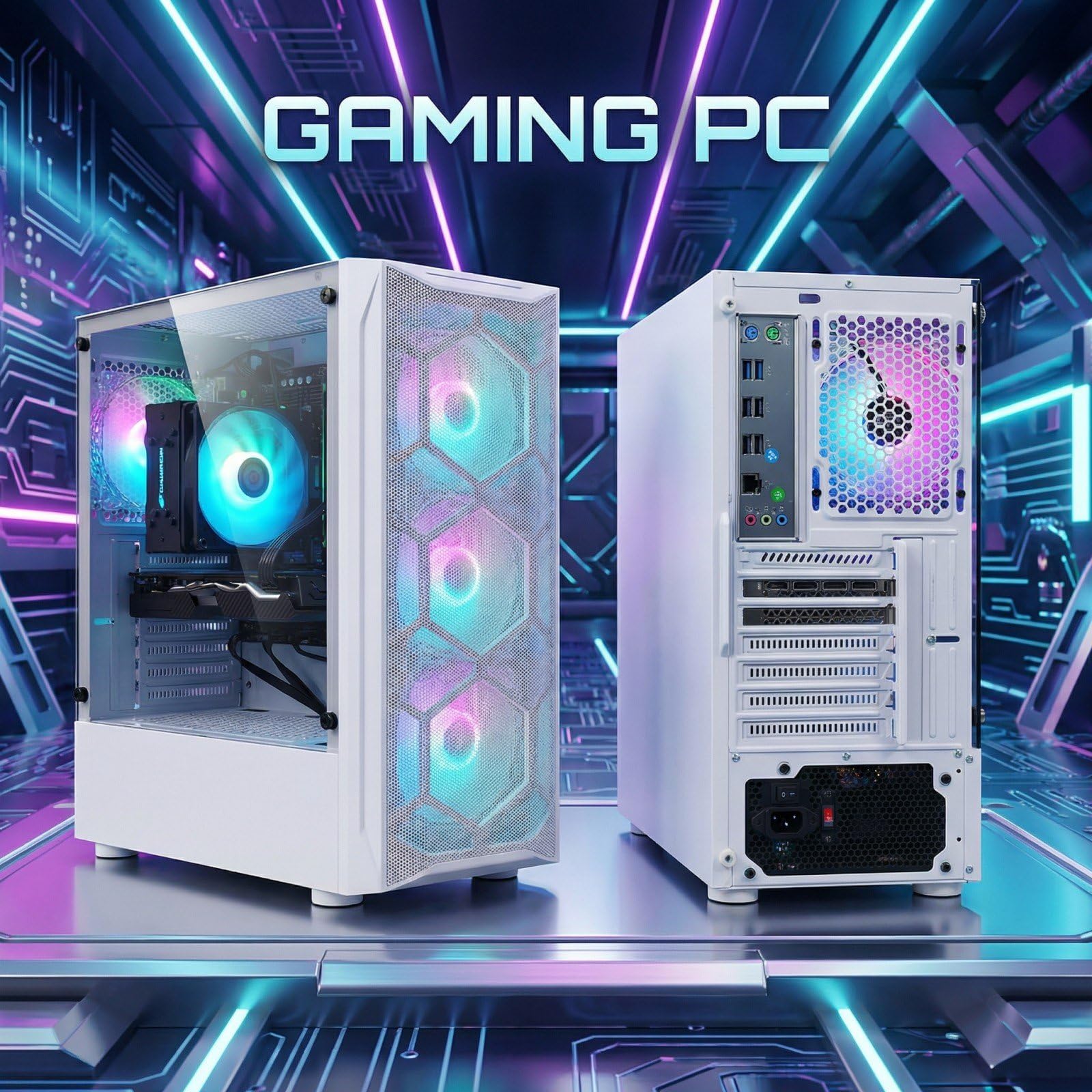 STGAubron Gaming PC Computer Desktop, GeForce GTX 1660 Ti 6G, Intel Core I7 up to 3.9GHz, 16G RAM, 512G SSD, WiFi 6, BT 5.0, RGB Fan x 4, Windows 11 Home,White - Flex Gamingproduct_type