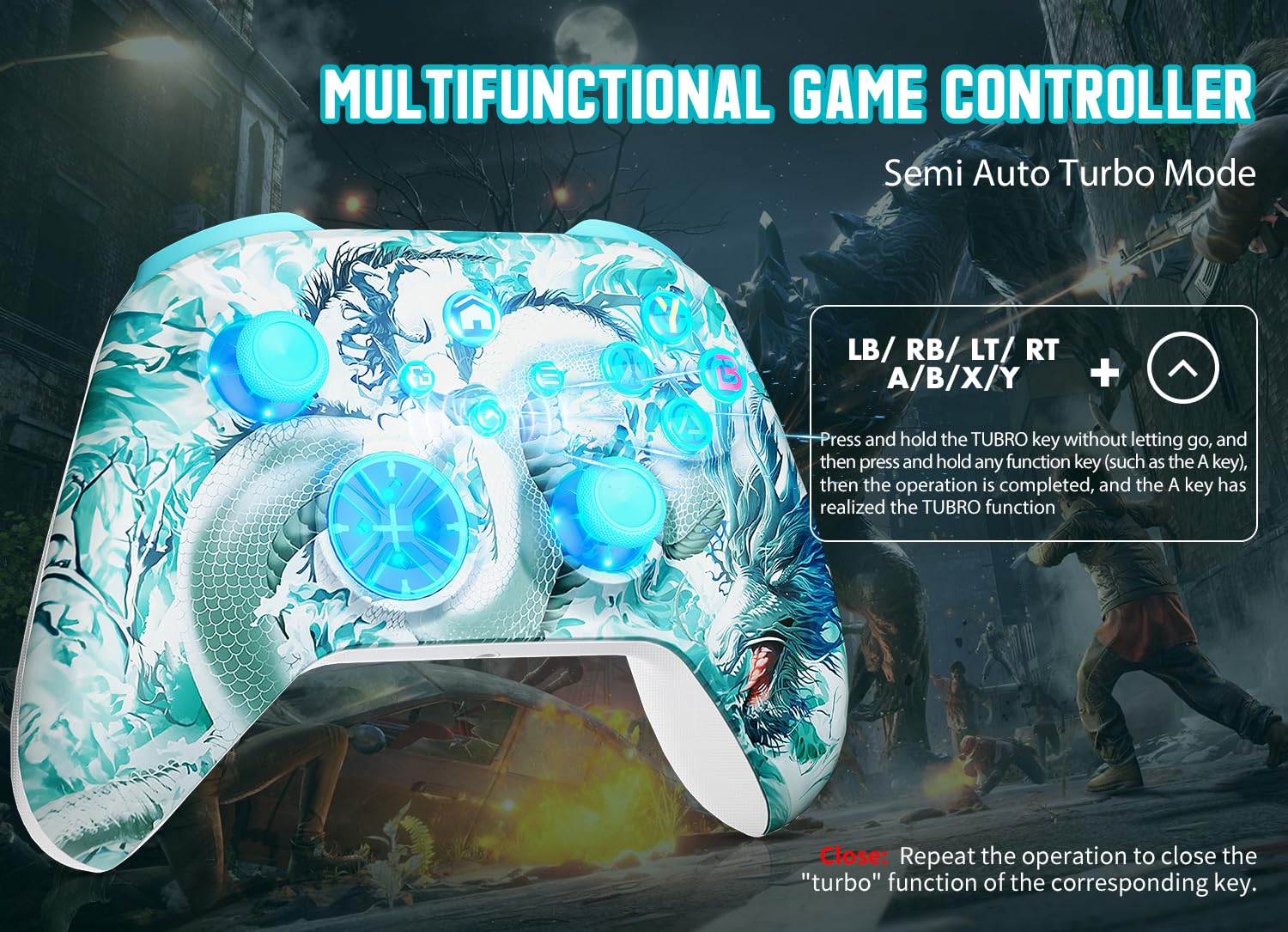 Gamrombo Wireless Gaming Controller Replacement for Xbox One, Xbox Series X|S, Xbox One S|X Controller with Hall Triggers, Hall Joysticks, Adjust RGB Light, Marco, Turbo, Audio Jack - Flex Gamingproduct_type