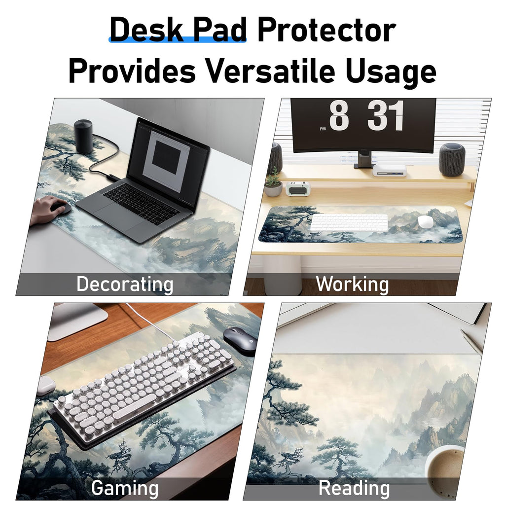 Japanese Dark Red Moon Gaming Mouse Pad, Extended Mouse Pad with Non-Slip Base, Full Keyboard Pad with Stitched Edges, Large Desk Pad for Gaming, Office, Home 31.5 x 11.8 Inch - Flex Gamingproduct_type