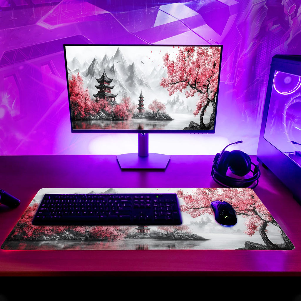 White Ukiyo-e Style Sports Car Large Gaming Mouse Pad Desktop Mat 31.5x11.8 Inch - Non-Slip Rubber Base - for Gamers - Perfect for Gamers & PC Enthusiasts - Flex Gamingproduct_type