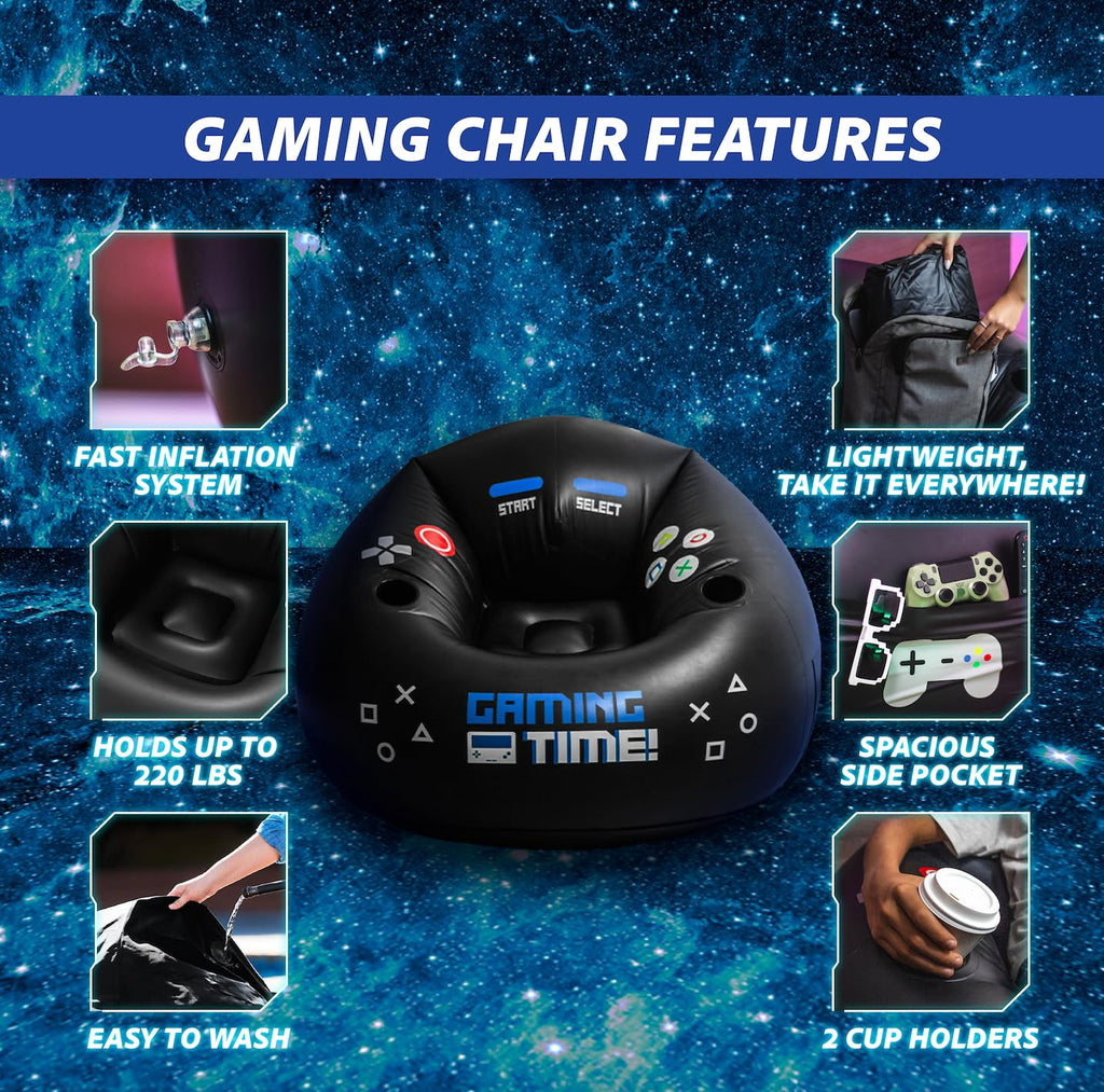 Inflatable Gaming Chair for Kids & Teens with Cup Holders and Side Pocket - This Air Gaming Bean Bag Chairs for kids is The Perfect Furniture for Gamer Room Decor - Perfect Gaming Stuff for boys 4-12 - Flex Gamingproduct_type