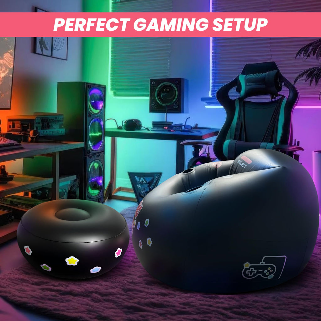 Inflatable Gaming Chair for Kids & Teens with Cup Holders and Side Pocket - This Air Gaming Bean Bag Chairs for kids is The Perfect Furniture for Gamer Room Decor - Perfect Gaming Stuff for boys 4-12 - Flex Gamingproduct_type