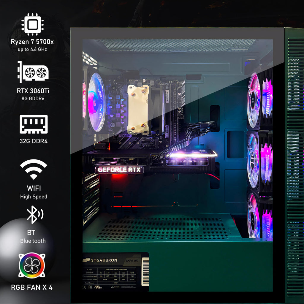 STGAubron Prebuilt Gaming PC Desktop, Radeon RX 560 4G, Intel Core i5 up to 3.6GHz, 16G RAM, 512G SSD, WiFi 6, BT 5.0, RGB Fan x2, Windows 11 Home - Flex Gamingproduct_type