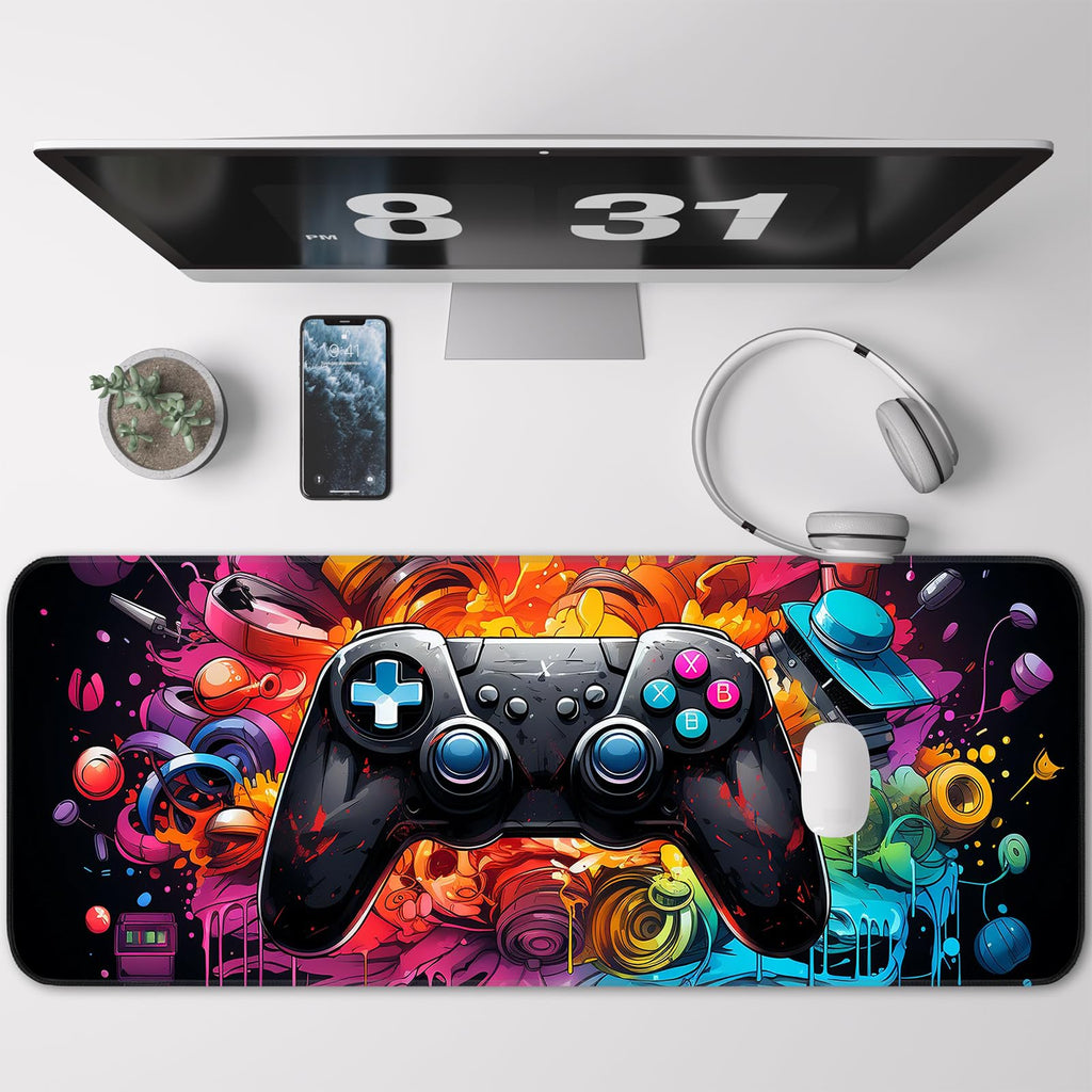 Japanese Dark Red Moon Gaming Mouse Pad, Extended Mouse Pad with Non-Slip Base, Full Keyboard Pad with Stitched Edges, Large Desk Pad for Gaming, Office, Home 31.5 x 11.8 Inch - Flex Gamingproduct_type