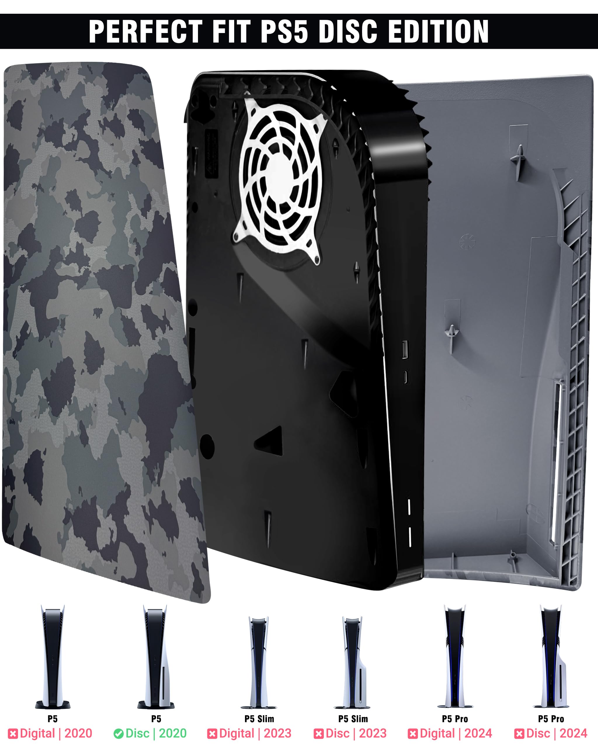 Joso Faceplate for PS5 Disc Edition, Anti-Scratch Dustproof Case Replacement, Cover Skin Compatible with PS5 Console with a Disc Drive, Plates for PS5 Accessories, Easy Installation - Black - Flex Gamingproduct_type