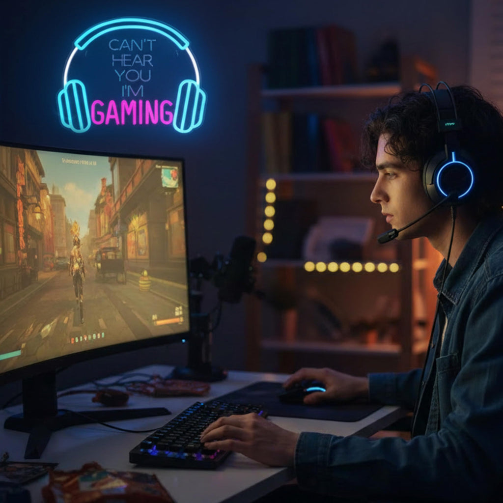 Kavaas Gamer Neon Sign, UV Printed Gaming Neon Sign for Gamer Room Decor - LED Video Game Neon Lights for Bedroom Boys, Gaming Wall decor - Best Gamer Gifts for Teenage Boys, Christmas - Flex Gamingproduct_type