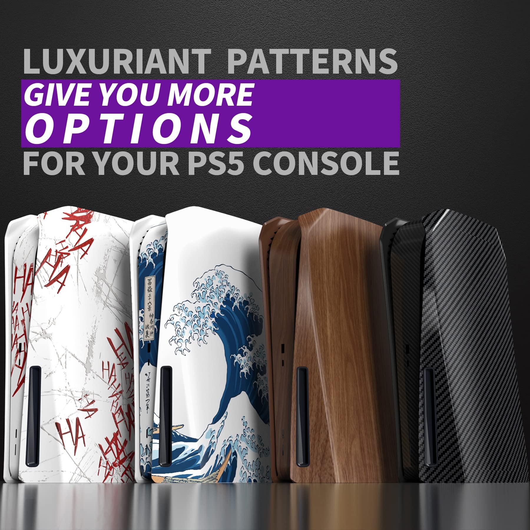 eXtremeRate eXcover The Great Wave Top Bottom Cover Compatible with ps5 Console Disc Edition, Replacement Faceplate Backplate Shell Skin Compatible with ps5 Disc Version Console - Flex Gamingproduct_type