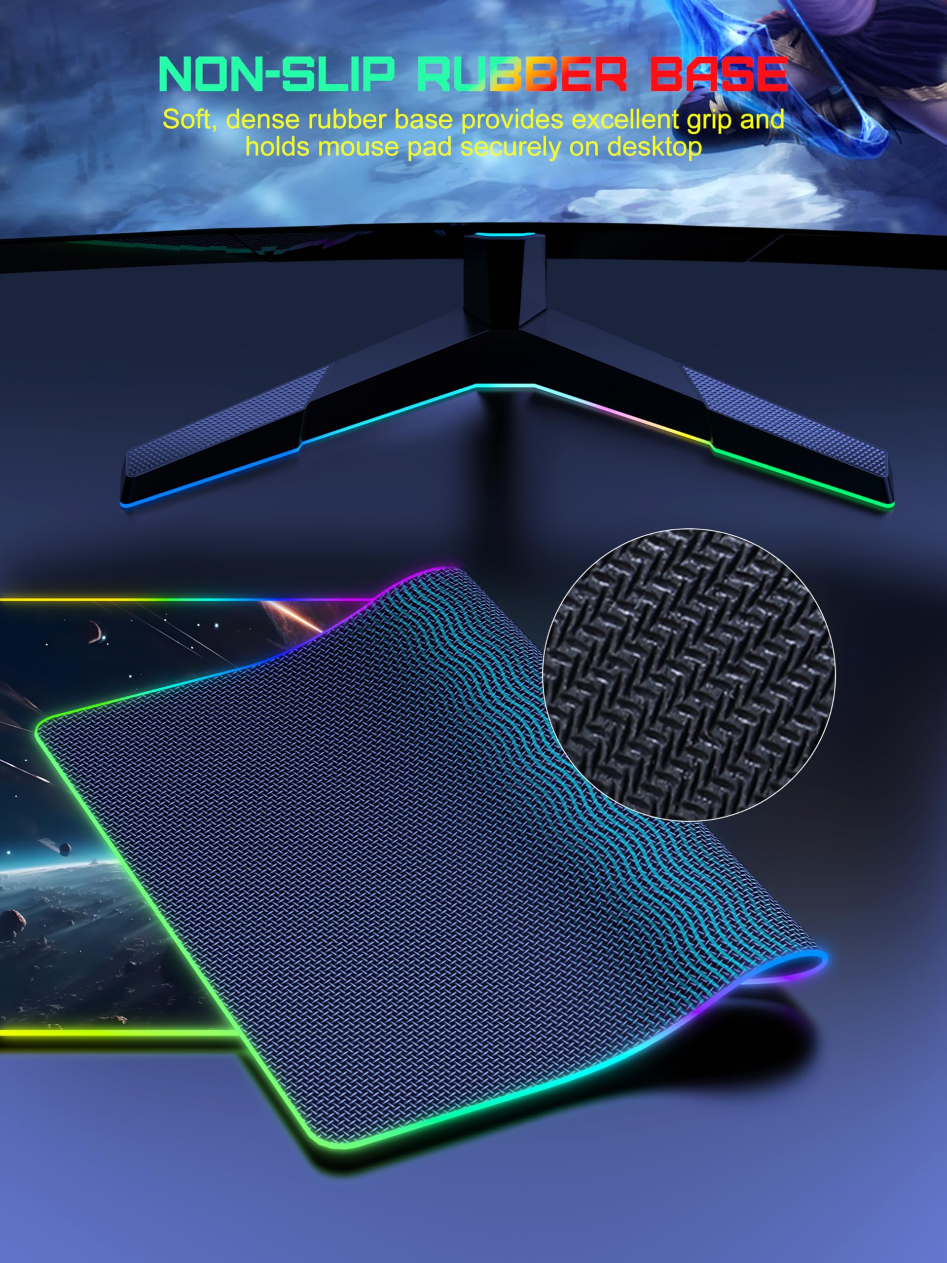 TopMade Wireless Charging RGB Mouse Pad, Waterproof Gaming Desk Mat with 4 Light Modes & 11 RGB Colors, 31.5"x15.75" XXL Large Desk Pad(Includes 20W PD Power Adapter & 6.56ft Woven Cable) - Flex Gamingproduct_type