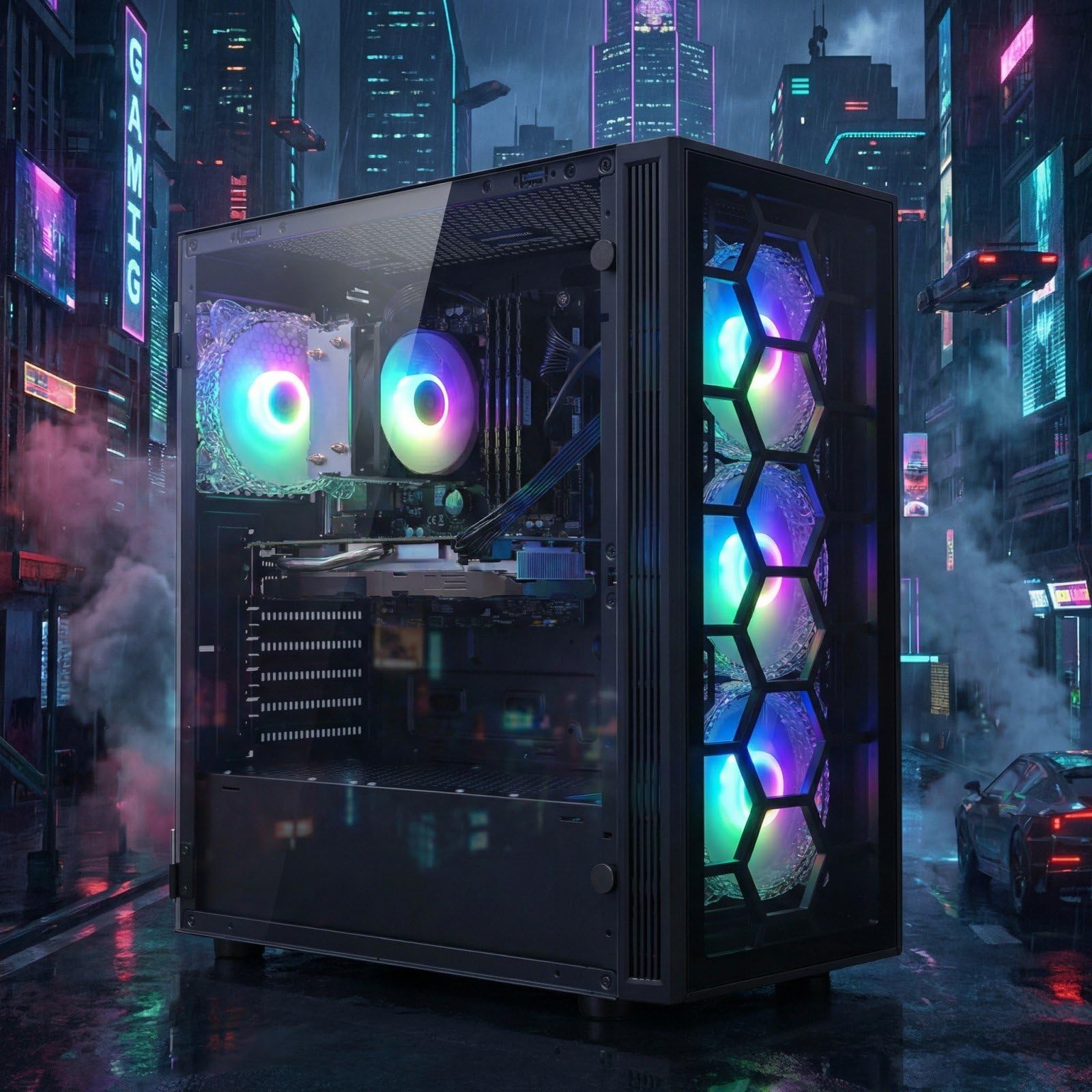 STGAubron Gaming PC Desktop Computer, Intel Core i7 up to 3.9GHz, Radeon RX 580 8G, 16G RAM, 512G SSD, WiFi 6, BT 5.0, RGB Fan x4, Windows 11 Home - Flex Gamingproduct_type
