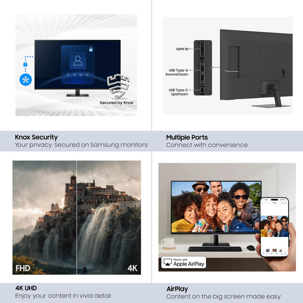 Samsung 43” Smart Monitor M7 (M70F) 4K UHD Display, Samsung Vision AI, Smart TV Apps, Gaming Hub, USB-C, HDMI and USB-A, Black, LS43FM702UNXZA, 2025 - Flex Gamingproduct_type