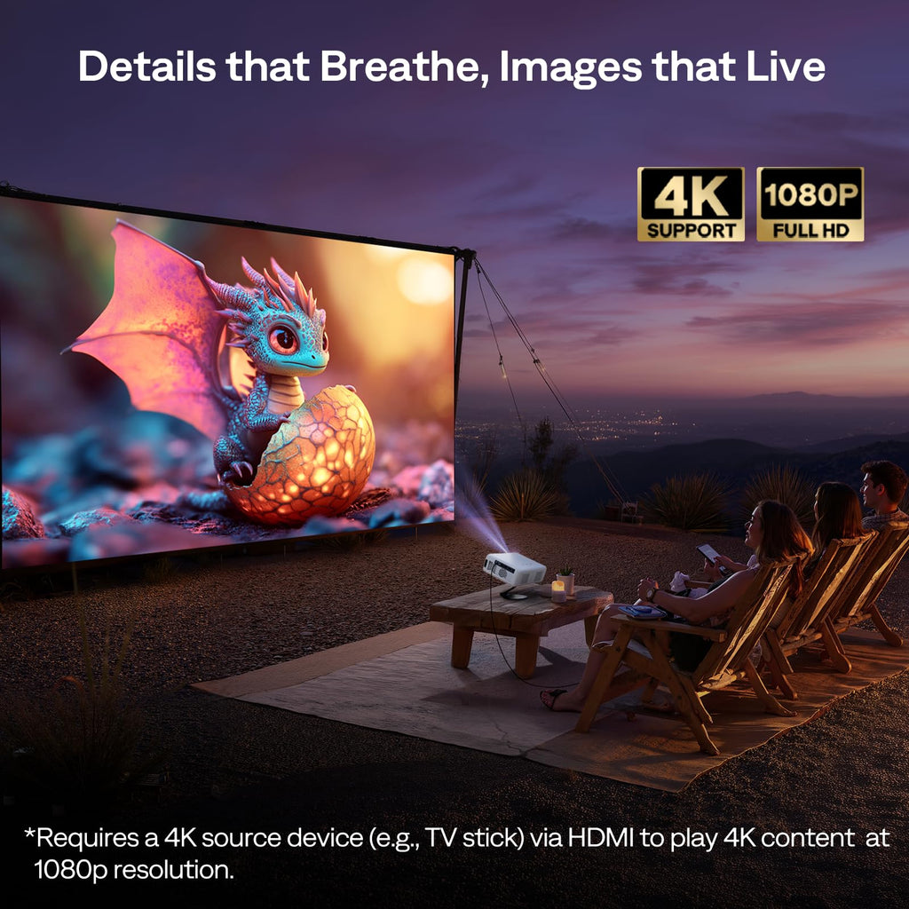 Aurzen Roku TV Smart Projector with Wifi and Bluetooth, Roku TV Built-in, 1080P FHD, DoIby Audio, Auto Focus & Keystone, Zoom, Movie Portable Outdoor Mini Projector for Soccer Football Game, White - Flex Gamingproduct_type