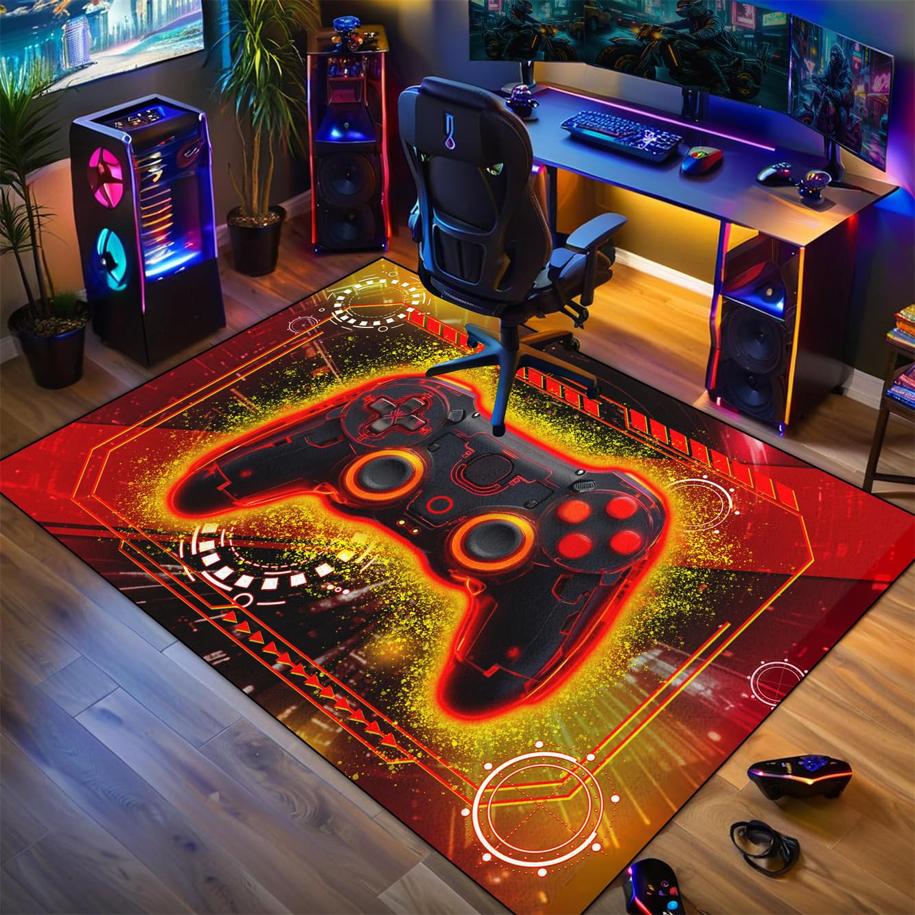 Video Game Shaped Carpet Rug - Gamepad Shaped Area Rug for Boys Bedroom Gaming Themed Area Rugs Kids Boys Gaming Room Decor, 4.5x6 Feet - Flex Gamingproduct_type