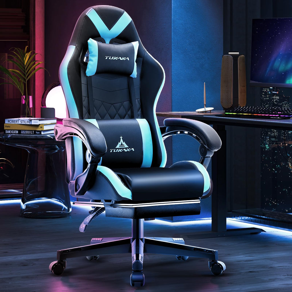 White Gaming Chair,Ergonomic Massage Office Desk Chair with Footrest | Pocket Spring Cushion,Reclining,Thick High Back,Headrest and Lumbar Support,Adjustable Leather Computer Chair Gamer Chair - Flex Gamingproduct_type