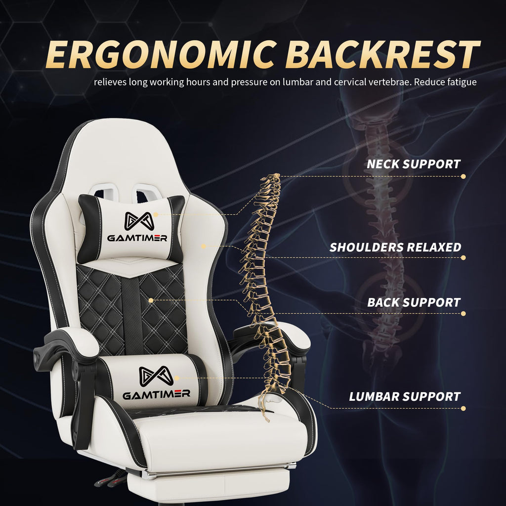 Gamtimer Gaming Chair, 400 LB Weight Capacity,with Pocket Spring Cushion | Ergonomic Backrest Office Chair,Leather, with Headrest and Lumbar Support, Footrest, Suitable for Adults(Blue) - Flex Gamingproduct_type