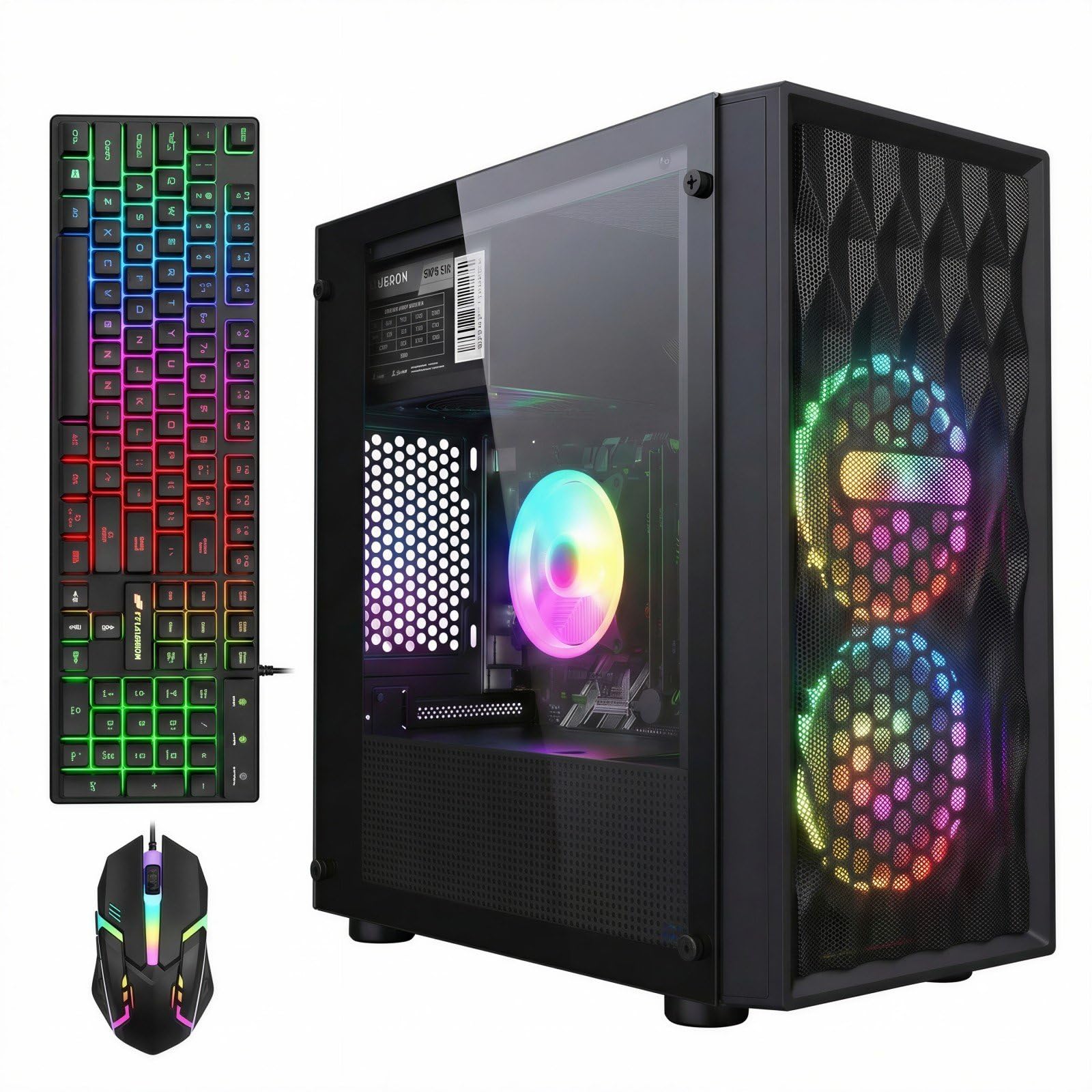 STGAubron Gaming PC Desktop Computer, Intel Core i7 up to 3.9GHz, Radeon RX 580 8G, 16G RAM, 512G SSD, WiFi 6, BT 5.0, RGB Fan x4, Windows 11 Home - Flex Gamingproduct_type