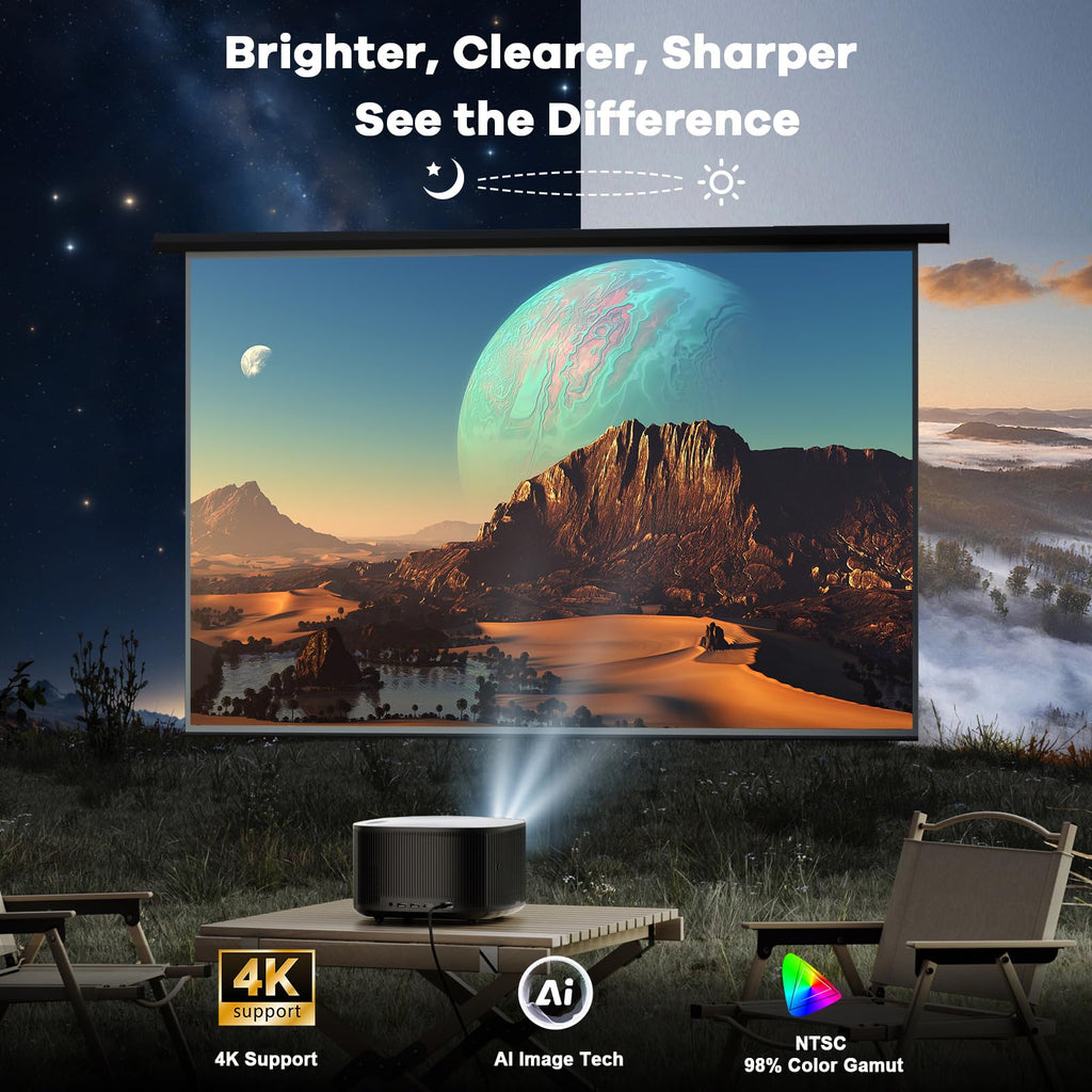 Outdoor-Projector-4K with WiFi and Bluetooth:[3500 Bright/60W Dolby Audio/Official Licensed Apps],Smart-Projector with AI Auto Focus,ONOAYO ONO5Pro 2.0 Movie Projector for Indoor/Outdoor 2026New - Flex Gamingproduct_type