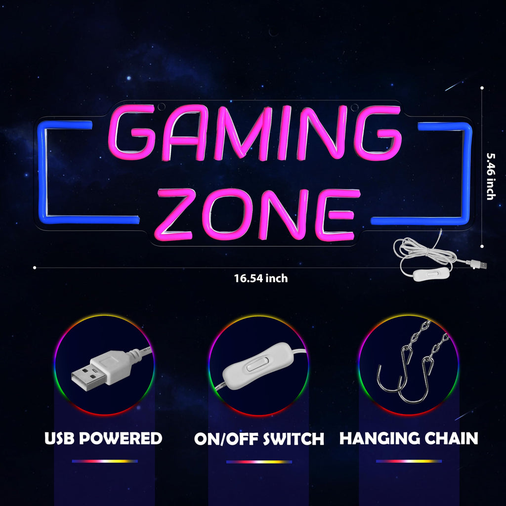 Kavaas Gamer Neon Sign, UV Printed Gaming Neon Sign for Gamer Room Decor - LED Video Game Neon Lights for Bedroom Boys, Gaming Wall decor - Best Gamer Gifts for Teenage Boys, Christmas - Flex Gamingproduct_type